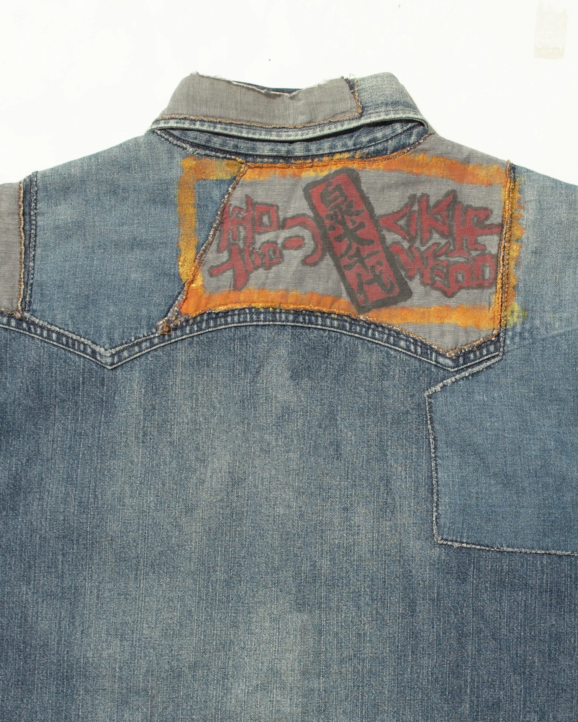 Japanese Repro Button Up Shirt, Radmess Men's Bigi, Denim Patched - L sold by Kiriko product image thumbnail 4