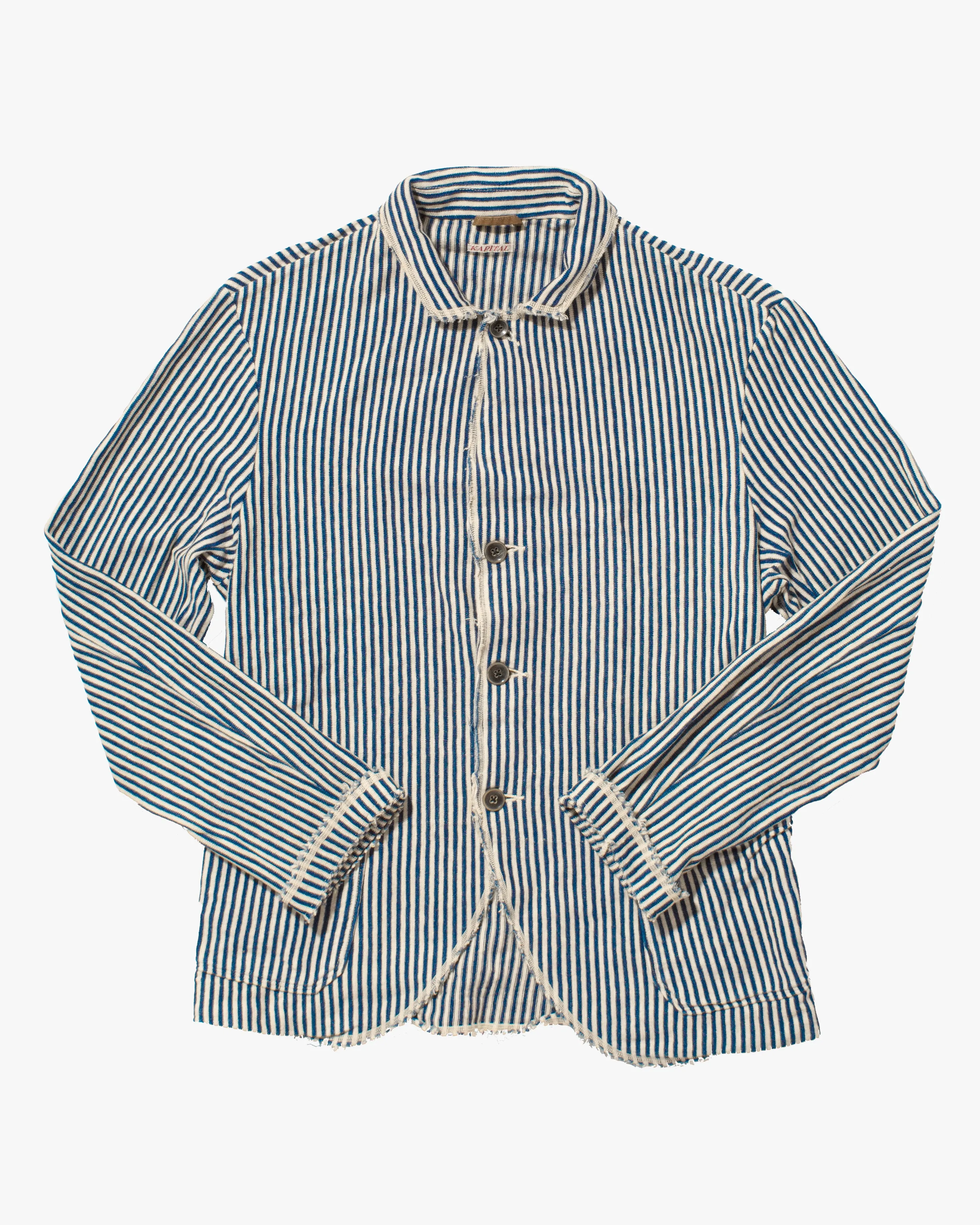 Japanese Repro Chore Coat, Kapital, Blue and White Stripes - M sold by Kiriko