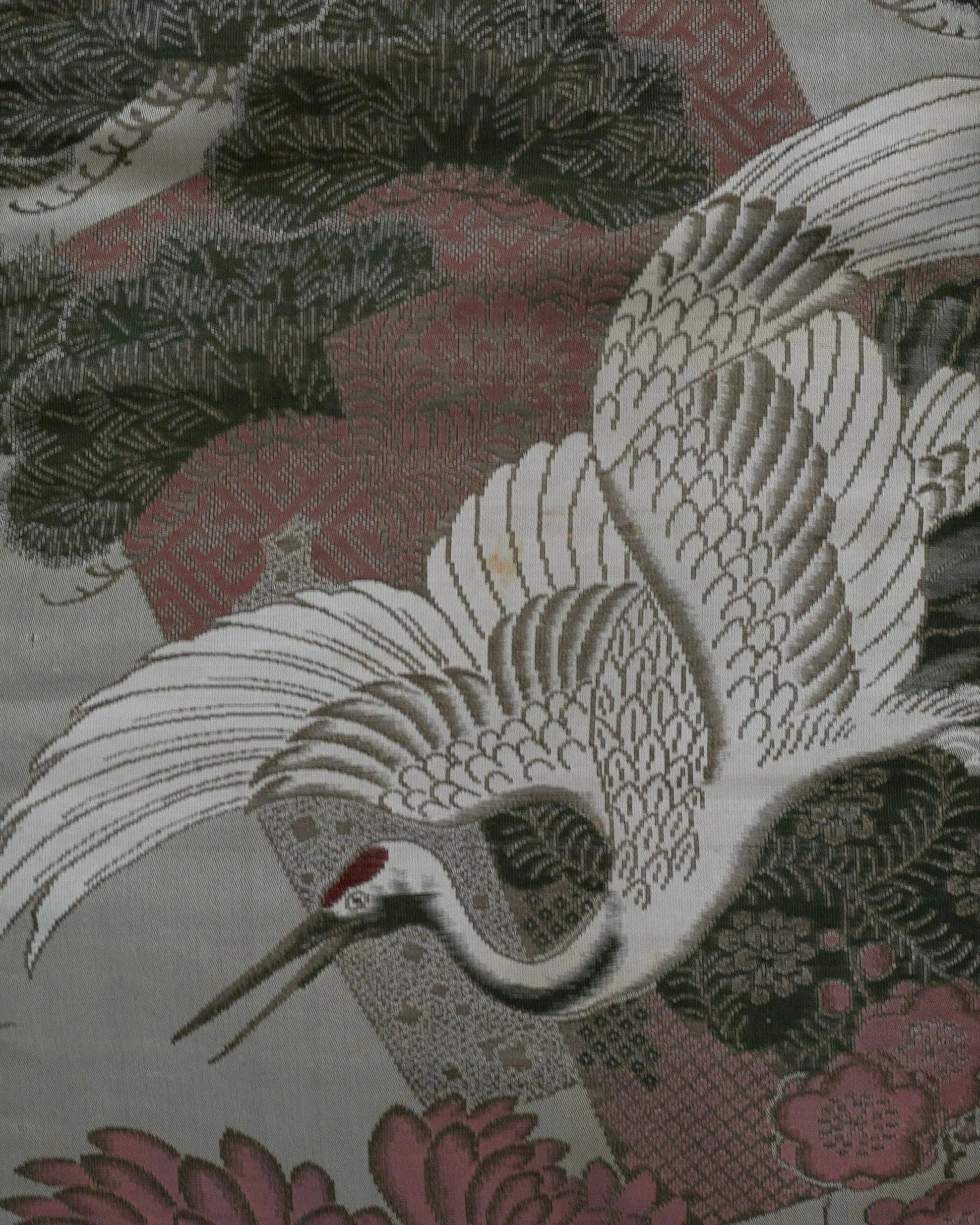 Kiriko Original Waxed Canvas Obi Tote Bag, Green, Tsuru and Pine sold by Kiriko product image thumbnail 3