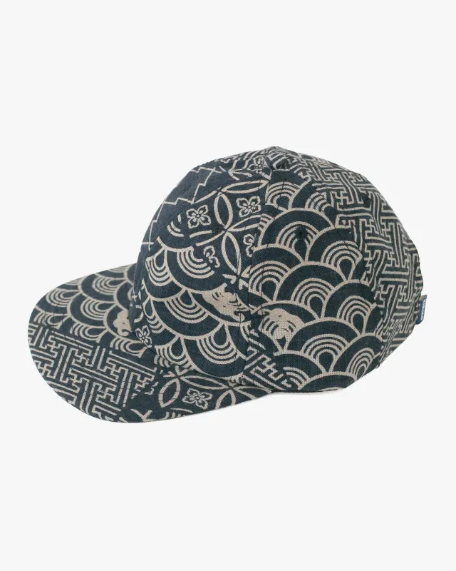 Kiriko Original Cap, 6-Panel Indigo Large Multi with Solid Indigo Underbill sold by Kiriko