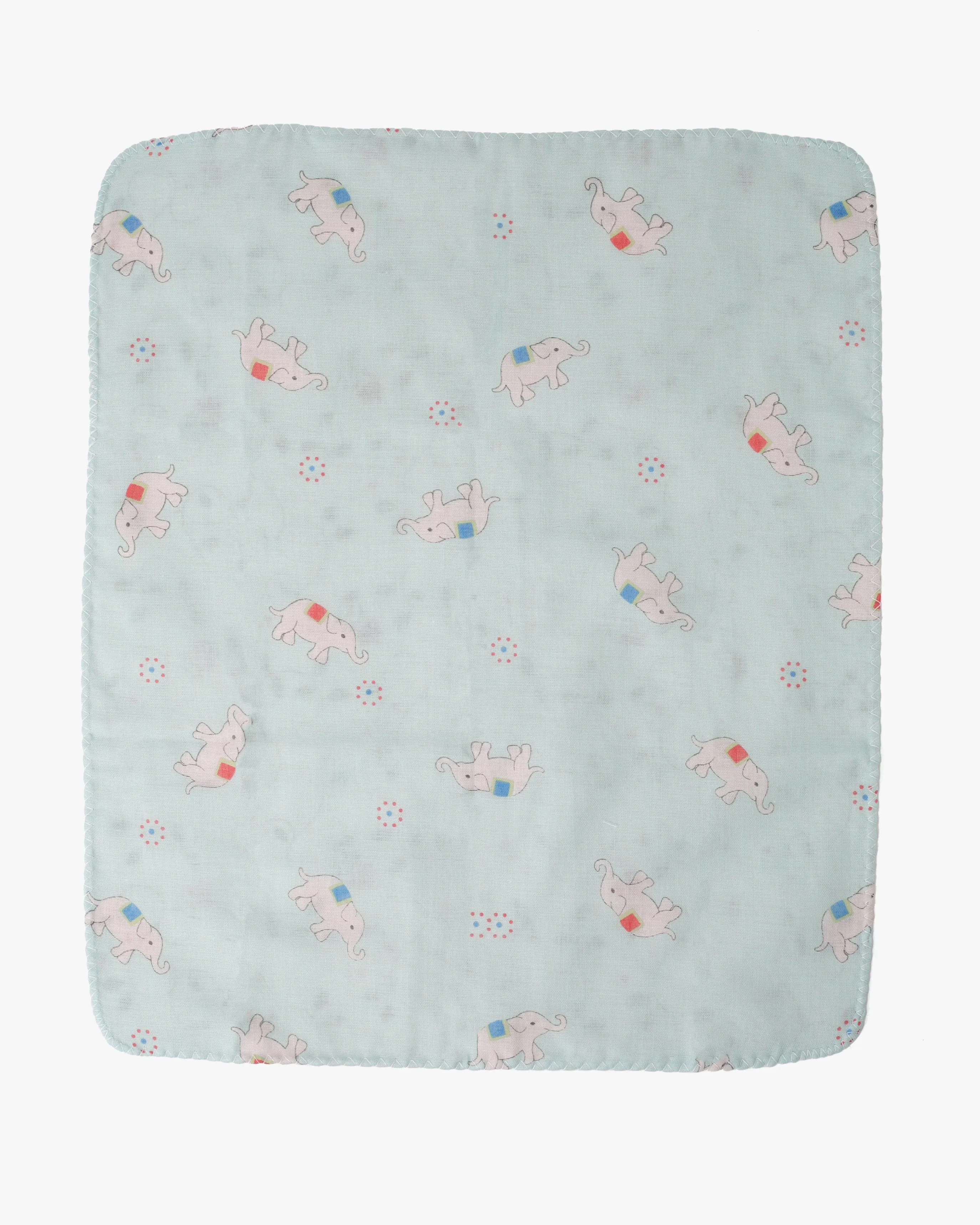 Kurochiku, Two-Sided Cotton Handkerchief, Light Blue with Elephants sold by Kiriko product image thumbnail 2