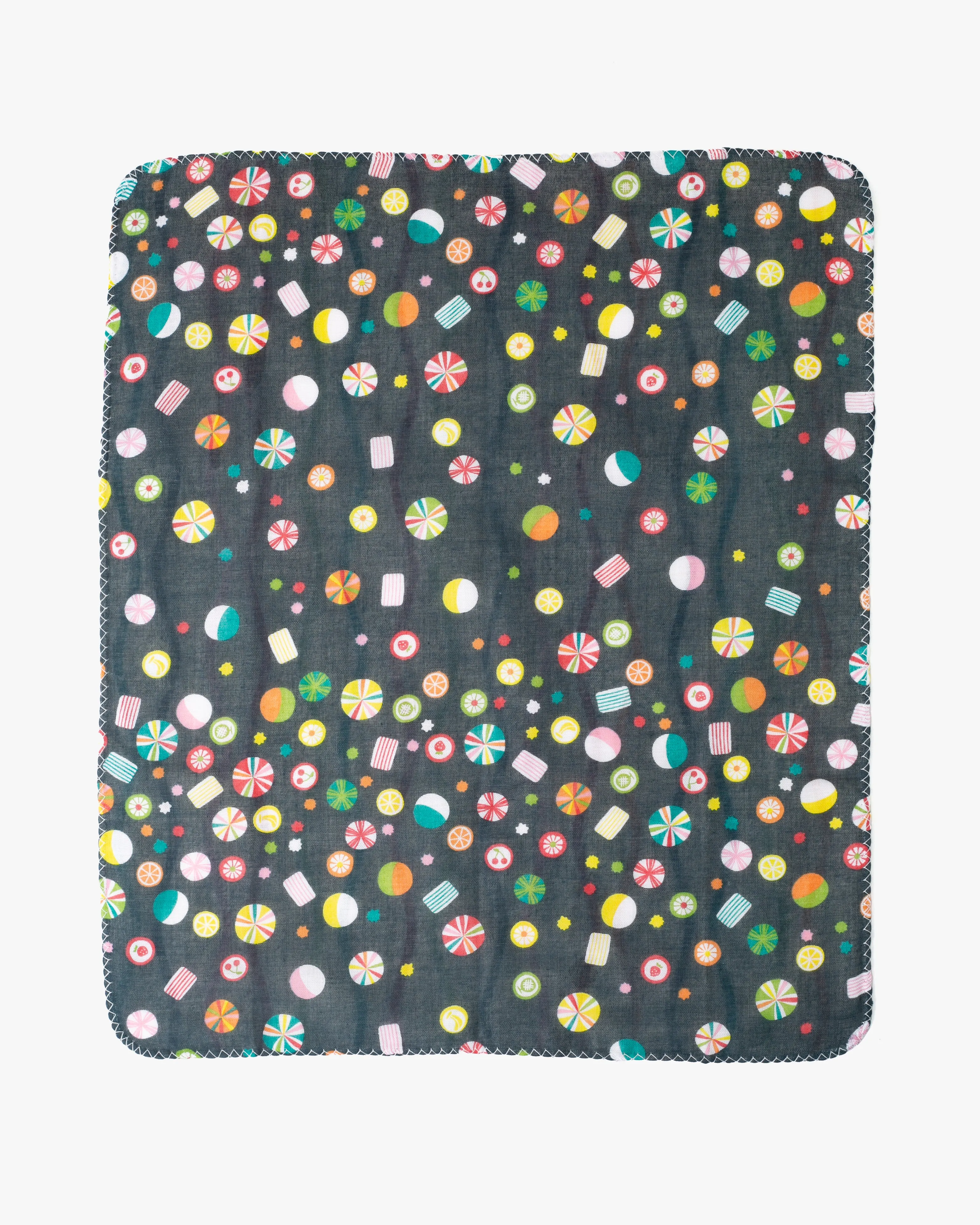 Kurochiku, Two-Sided Cotton Handkerchief, Fruit Candy and Multi-Color Tatewaku sold by Kiriko product image thumbnail 2