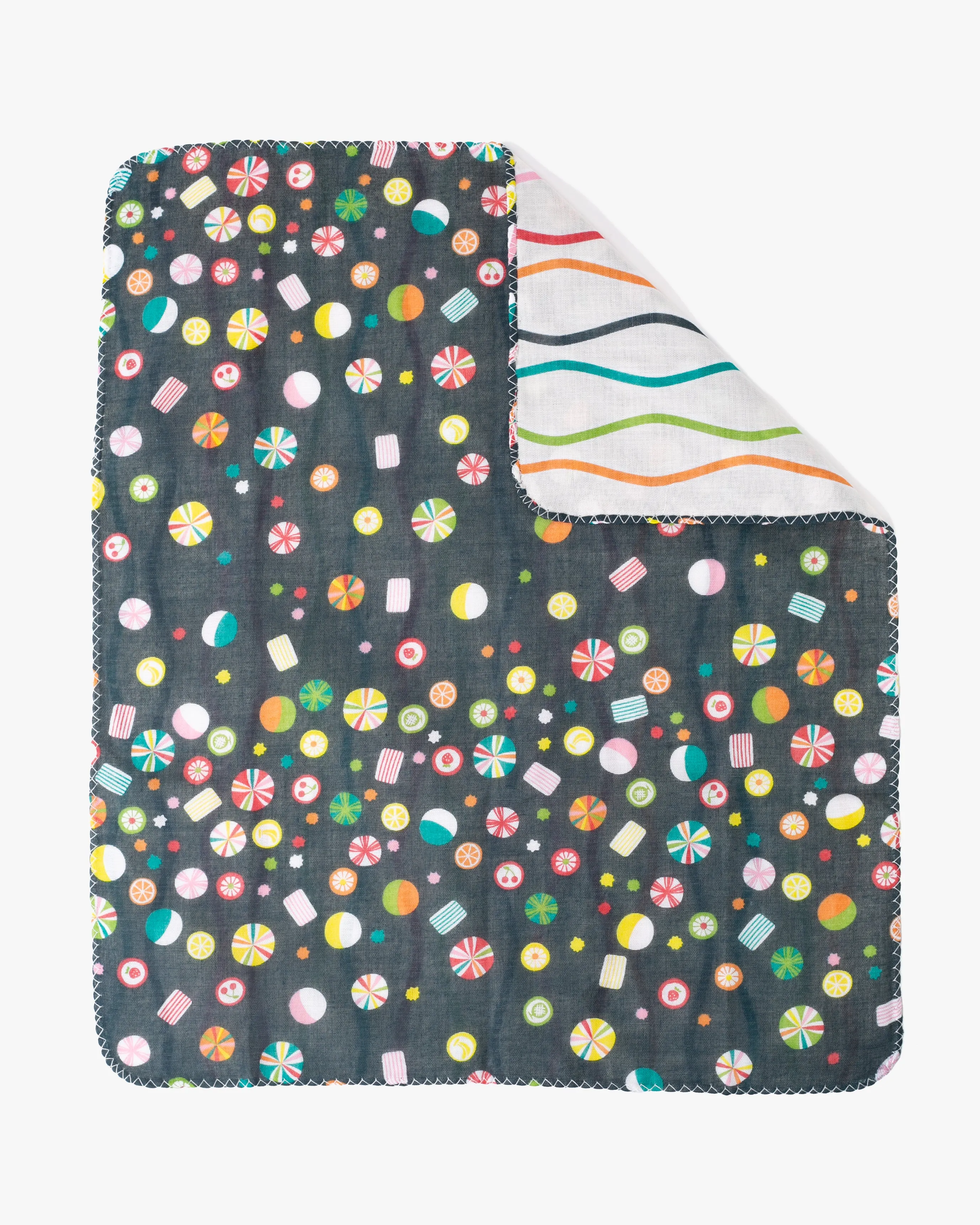 Kurochiku, Two-Sided Cotton Handkerchief, Fruit Candy and Multi-Color Tatewaku sold by Kiriko product image thumbnail 4