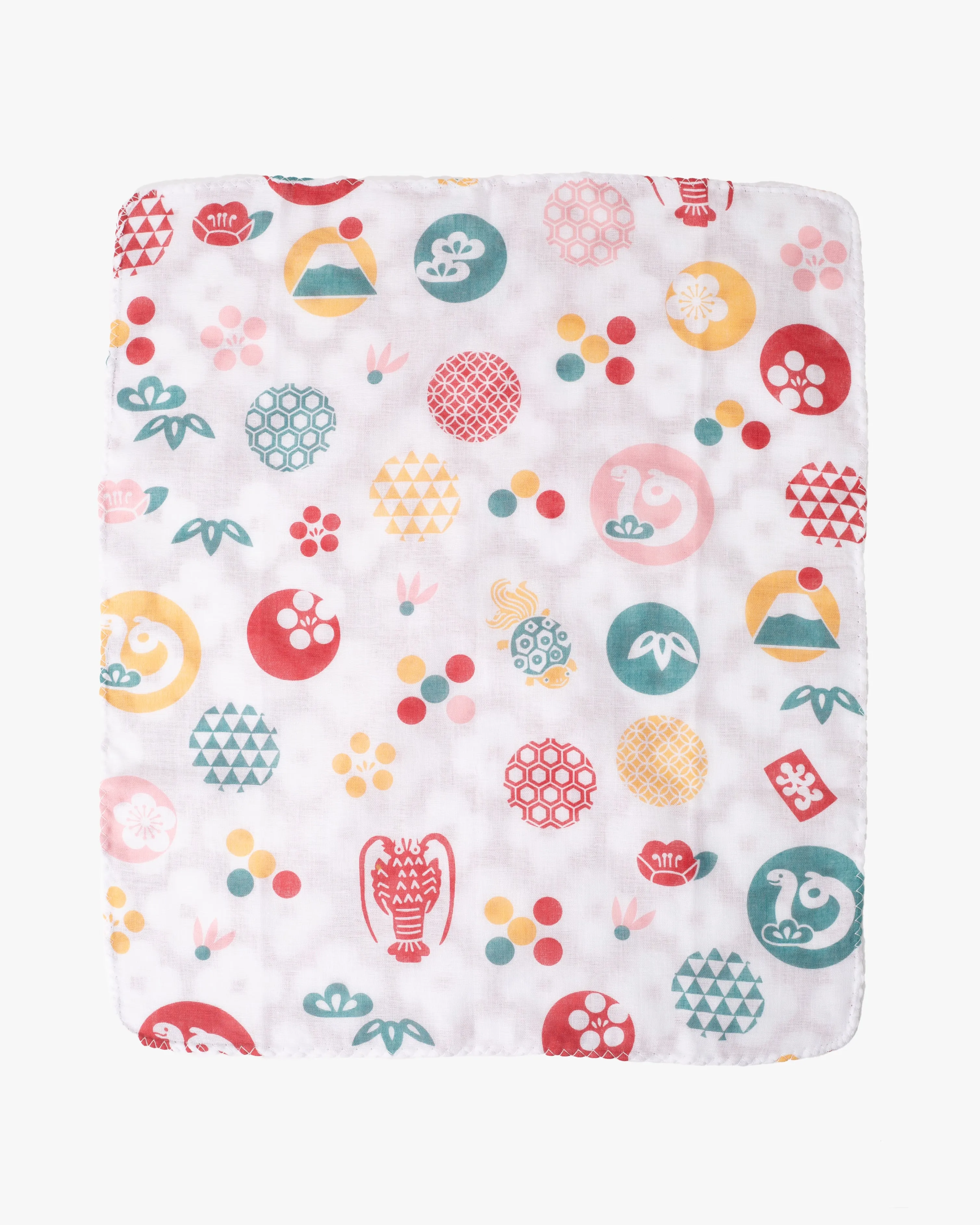 Kurochiku, Two-Sided Cotton Handkerchief, Red and White Multi-Pattern with Snake sold by Kiriko product image thumbnail 2