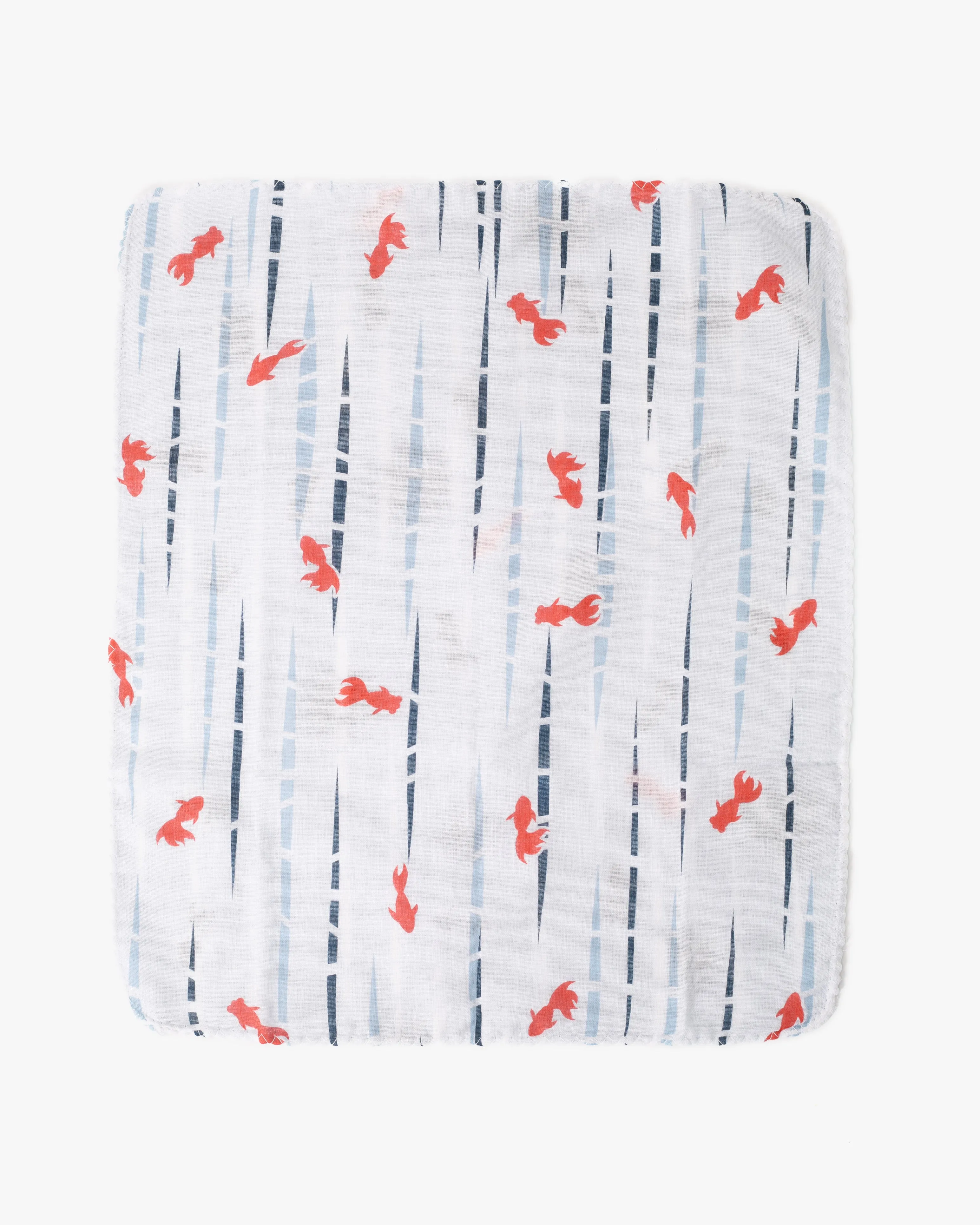 Kurochiku, Two-Sided Cotton Handkerchief, Blue and White Kingyo sold by Kiriko product image thumbnail 3