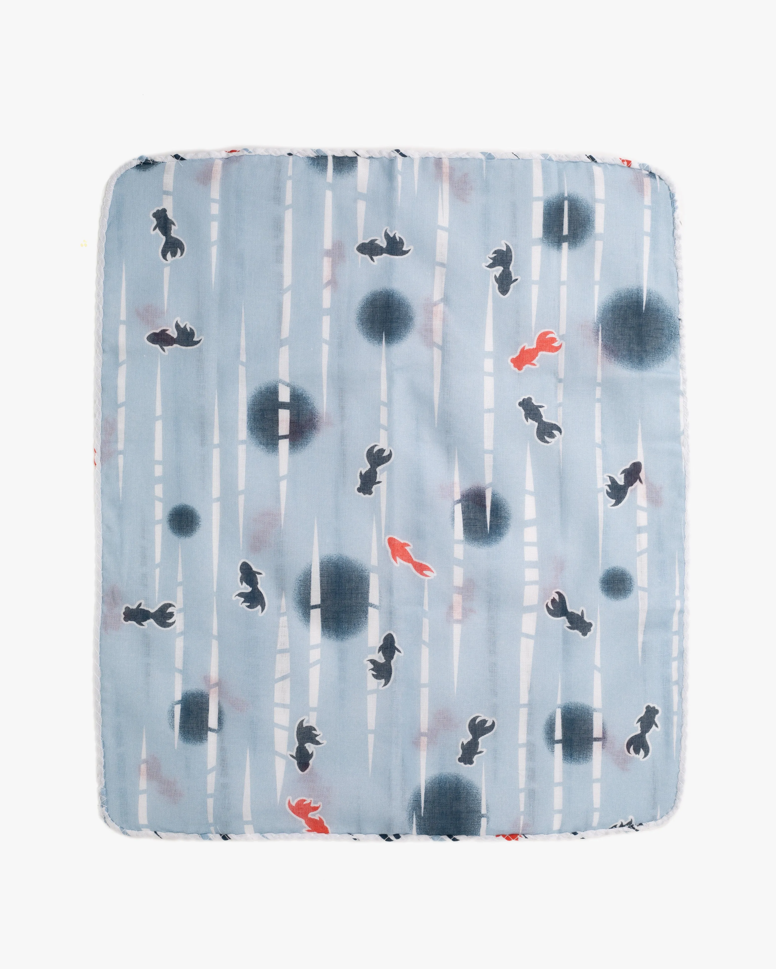 Kurochiku, Two-Sided Cotton Handkerchief, Blue and White Kingyo sold by Kiriko product image thumbnail 2