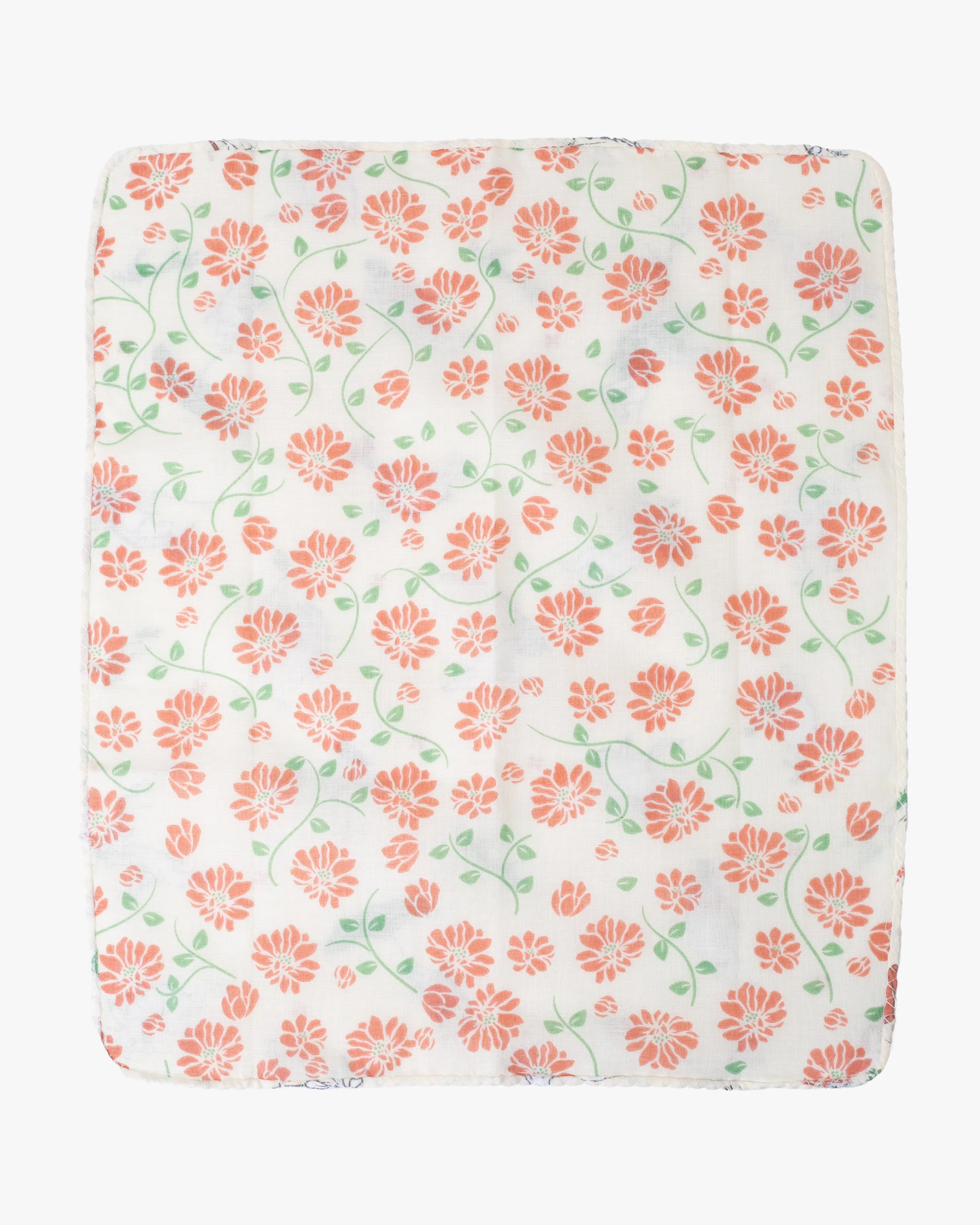 Kurochiku, Two-Sided Cotton Handkerchief, Choju-Giga and Orange Floral sold by Kiriko product image thumbnail 3