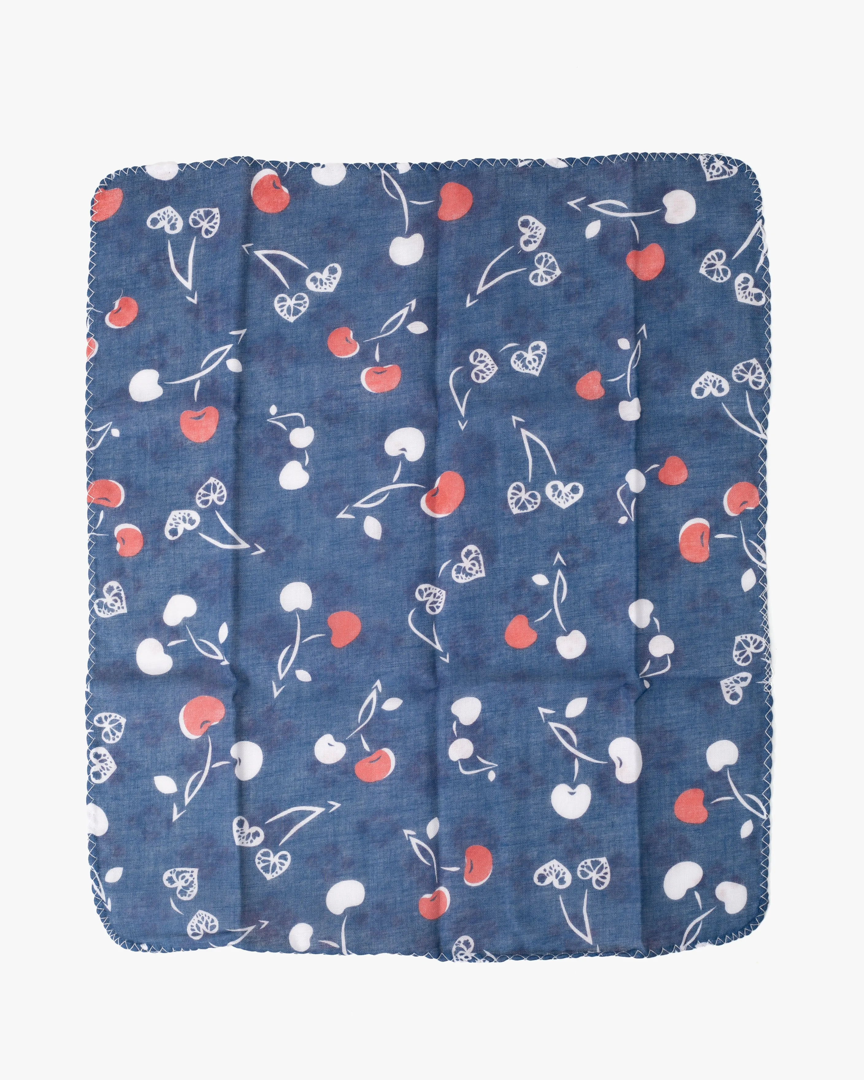 Kurochiku, Two-Sided Cotton Handkerchief, Blue and White, Cherry sold by Kiriko product image thumbnail 2