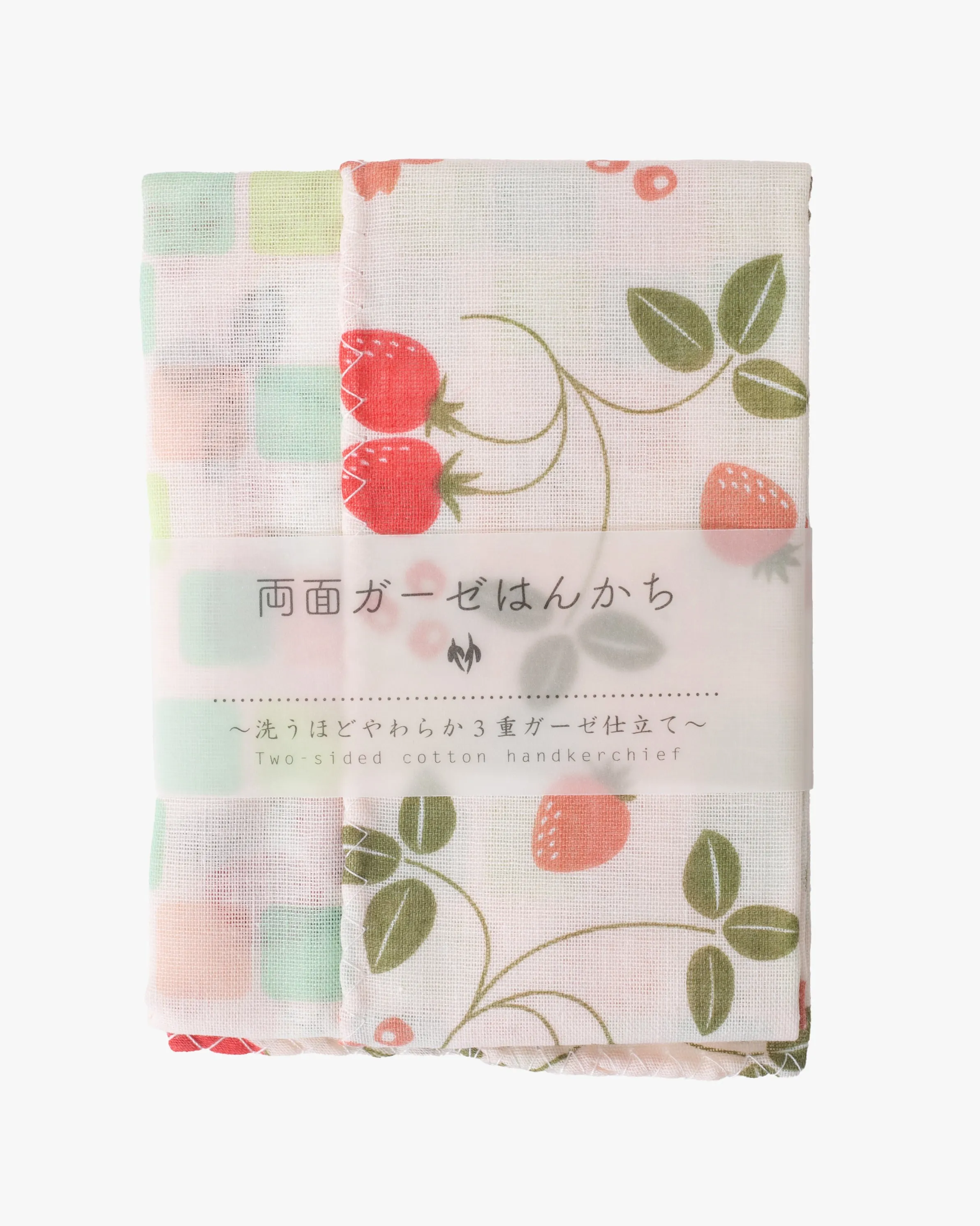 Kurochiku, Two-Sided Cotton Handkerchief, Strawberry sold by Kiriko