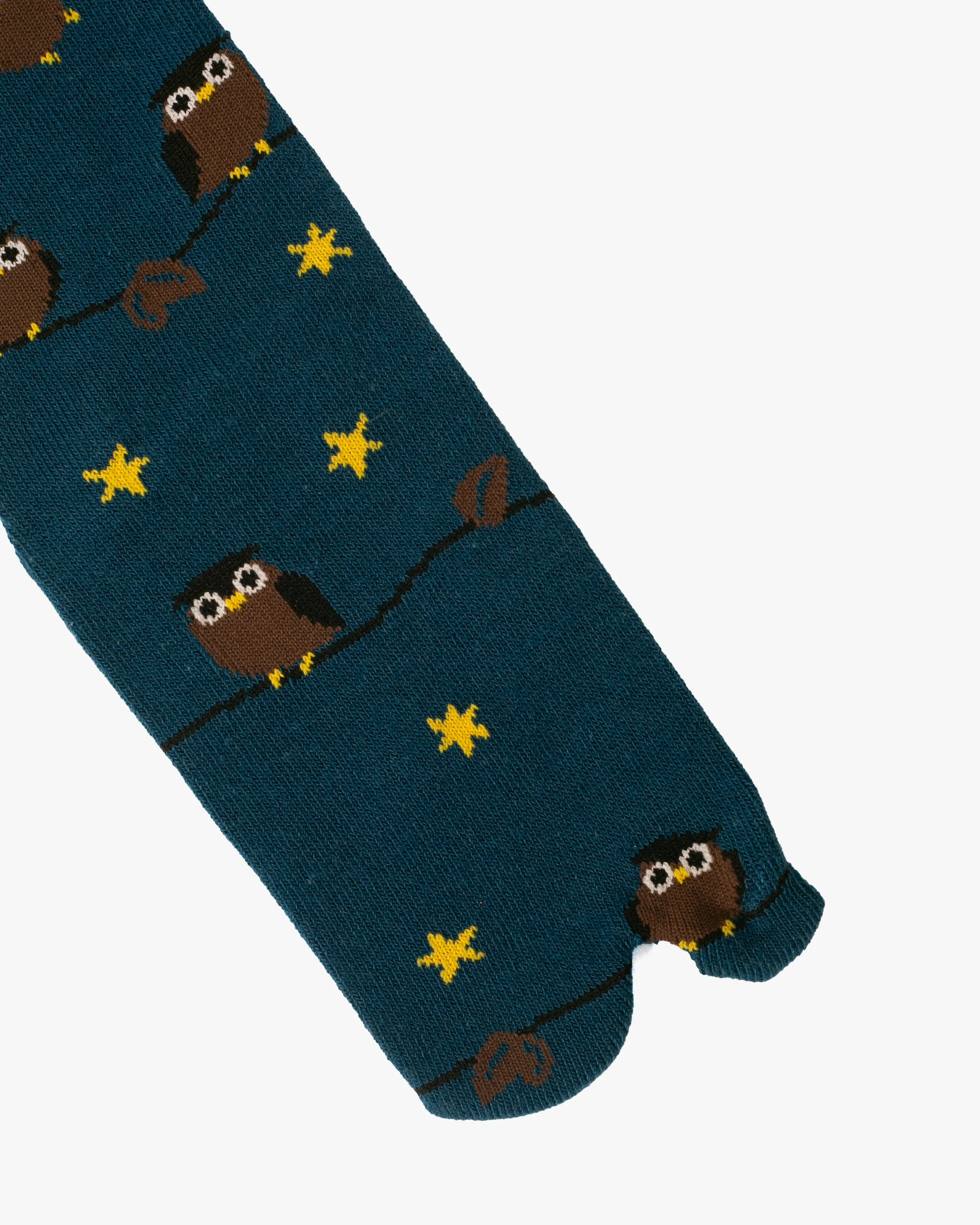 Kurochiku, Tabi Socks, Crew, Navy Owl and Stars- S/M sold by Kiriko product image thumbnail 3