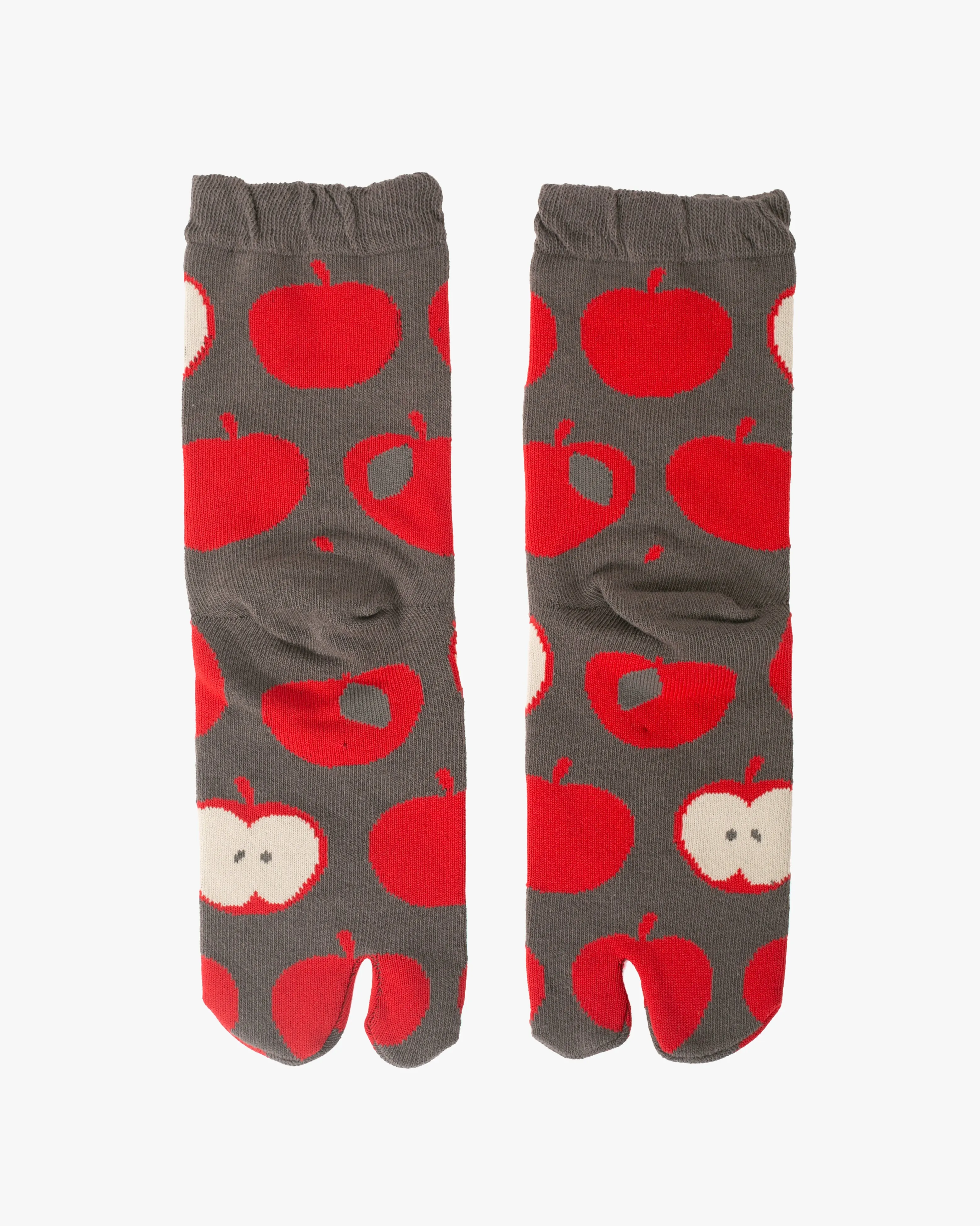 Kurochiku, Tabi Socks, Crew, Grey with Red Apples- S/M sold by Kiriko product image thumbnail 2