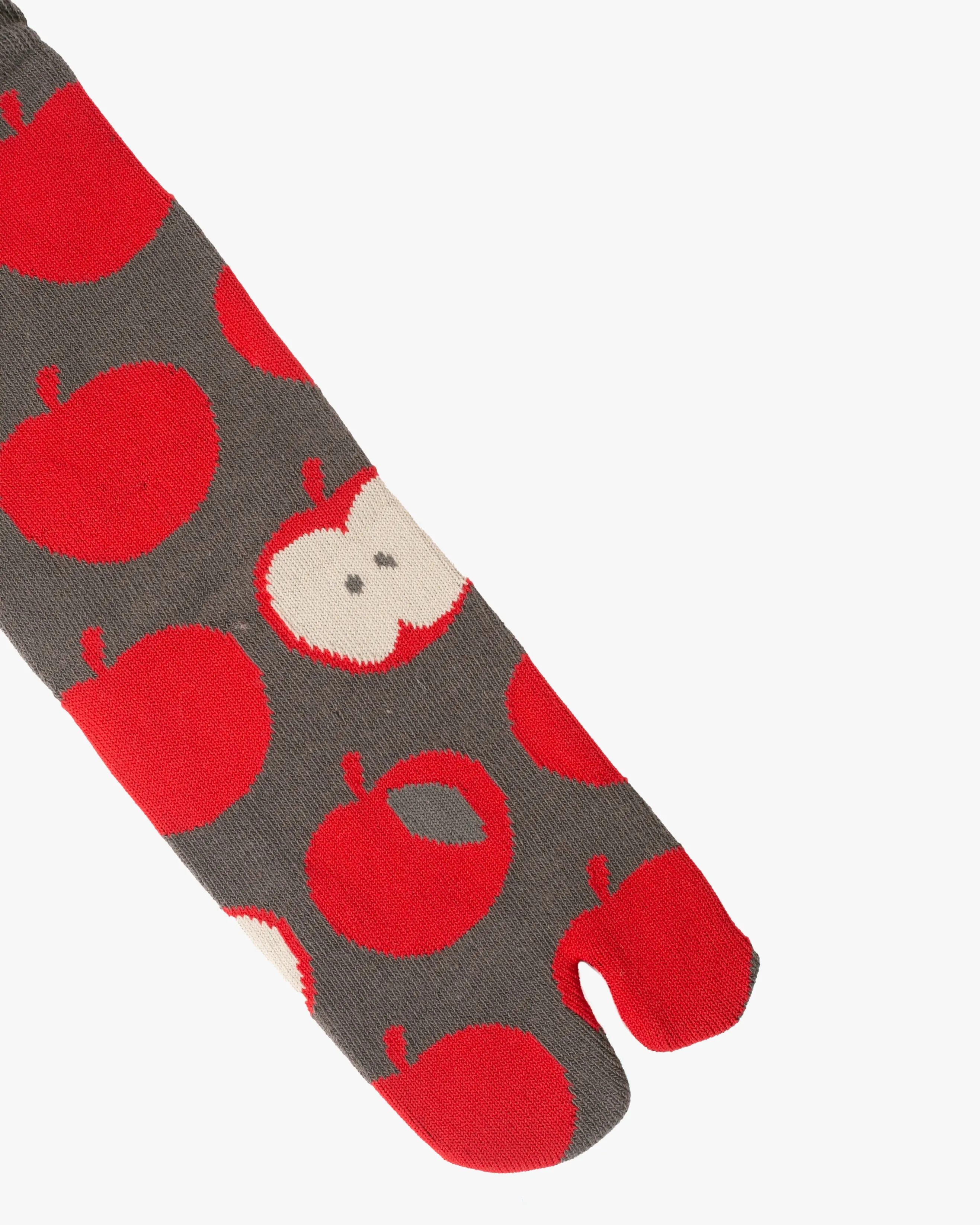 Kurochiku, Tabi Socks, Crew, Grey with Red Apples- S/M sold by Kiriko product image thumbnail 3