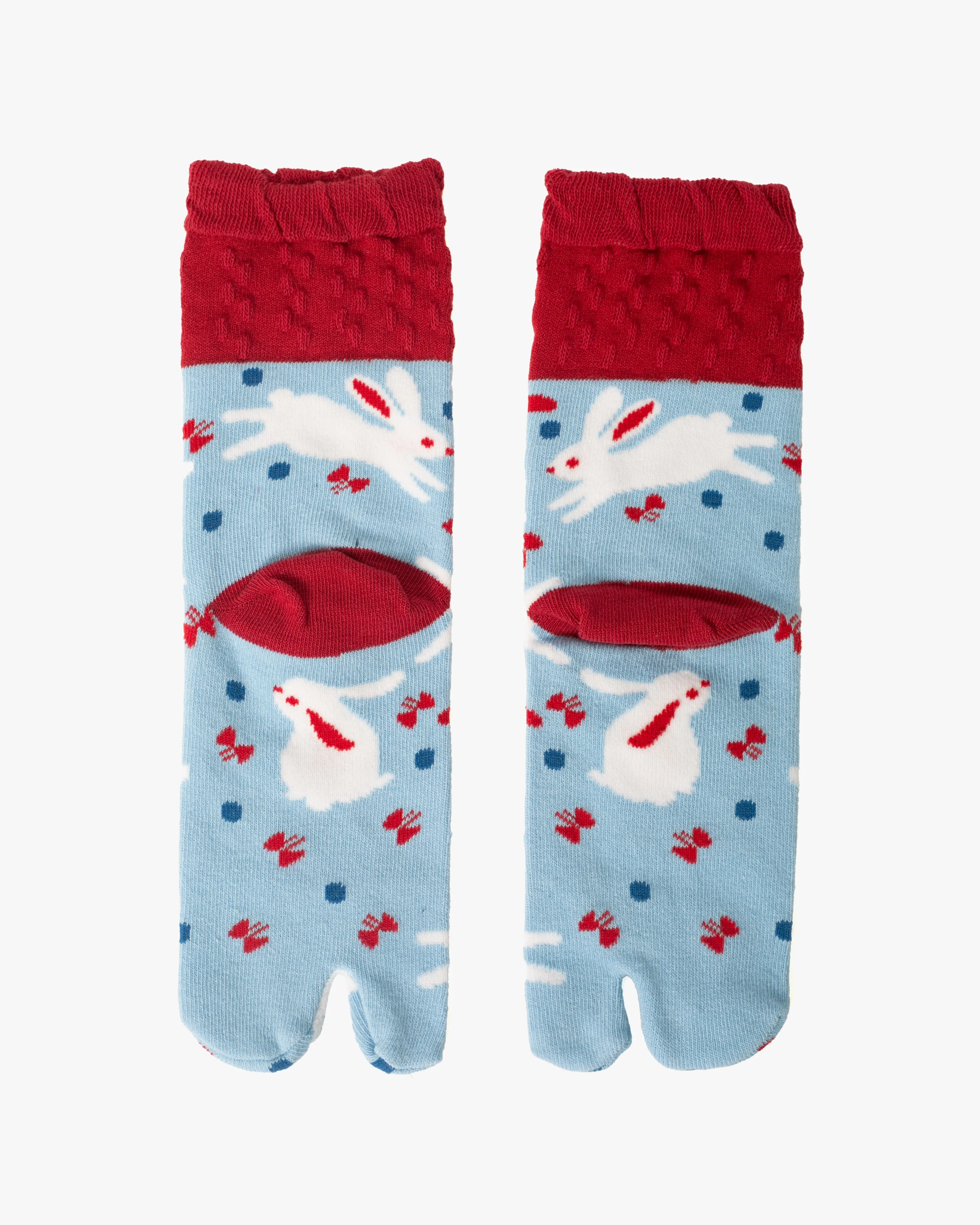 Kurochiku, Tabi Socks, Crew, Blue with White Usagi- S/M sold by Kiriko product image thumbnail 2