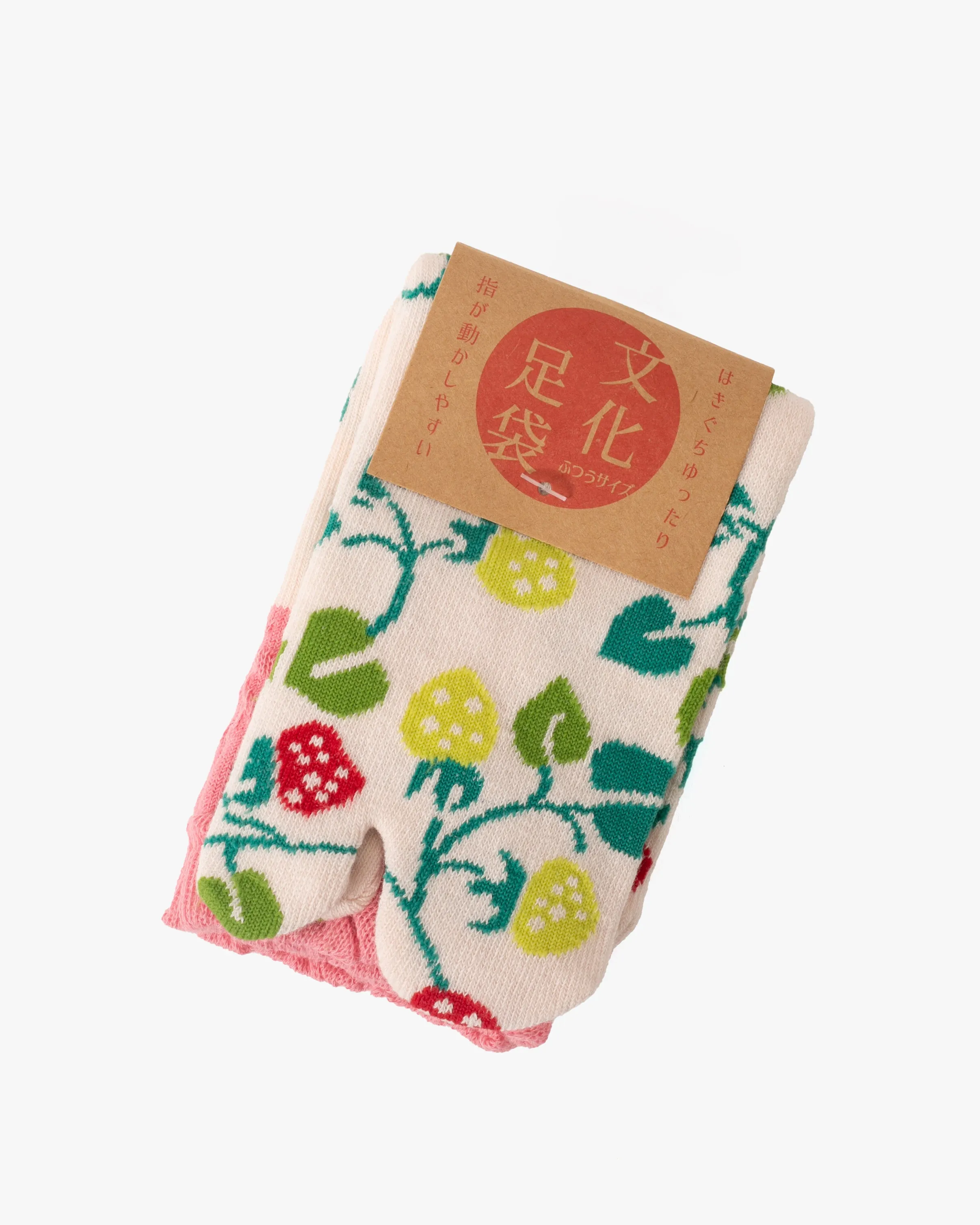 Kurochiku, Tabi Socks, Crew, White with Green and Red Berries- S/M sold by Kiriko product image thumbnail 4