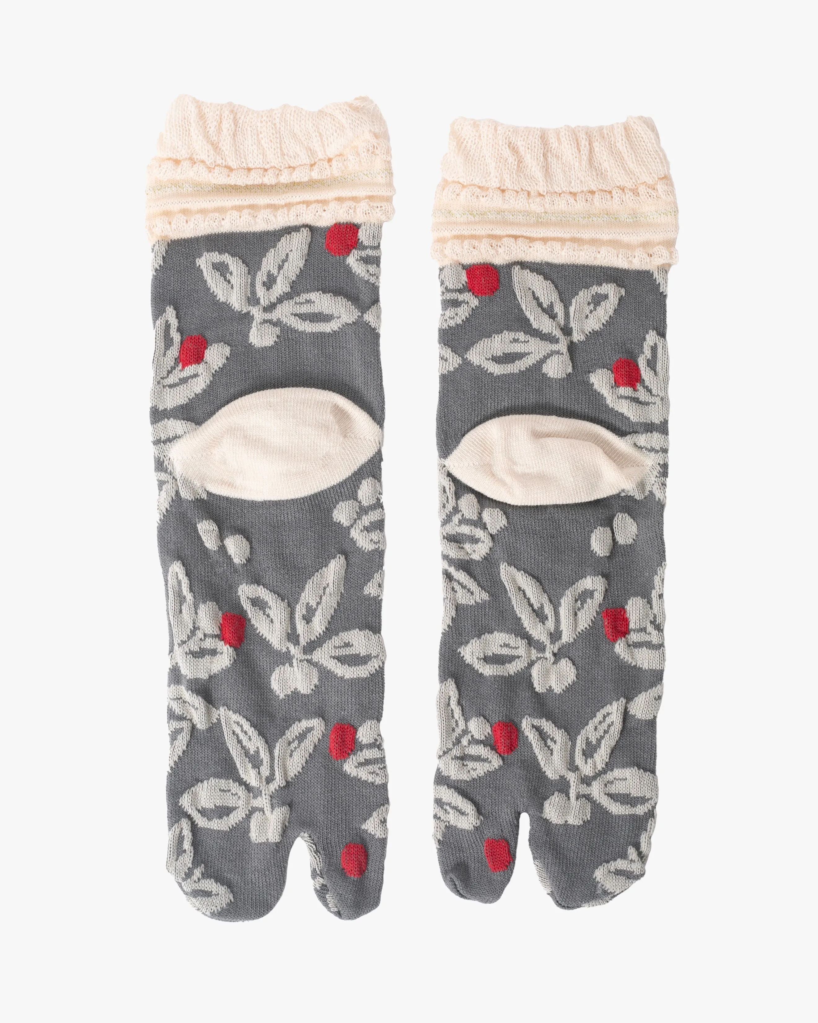 Kurochiku, Tabi Socks, Crew, Gray, Lace and Frill Detail- S/M sold by Kiriko product image thumbnail 2