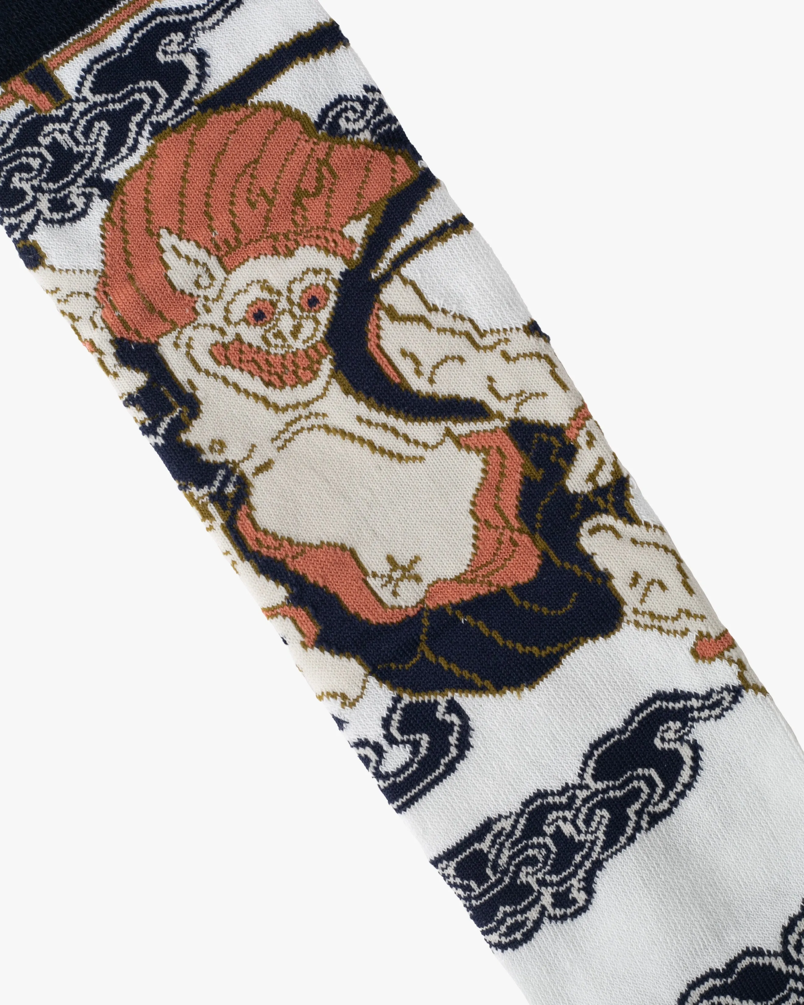 Kurochiku, Tabi Socks, Crew, White, Navy and Coral Pink, Raijin - M/L sold by Kiriko product image thumbnail 4