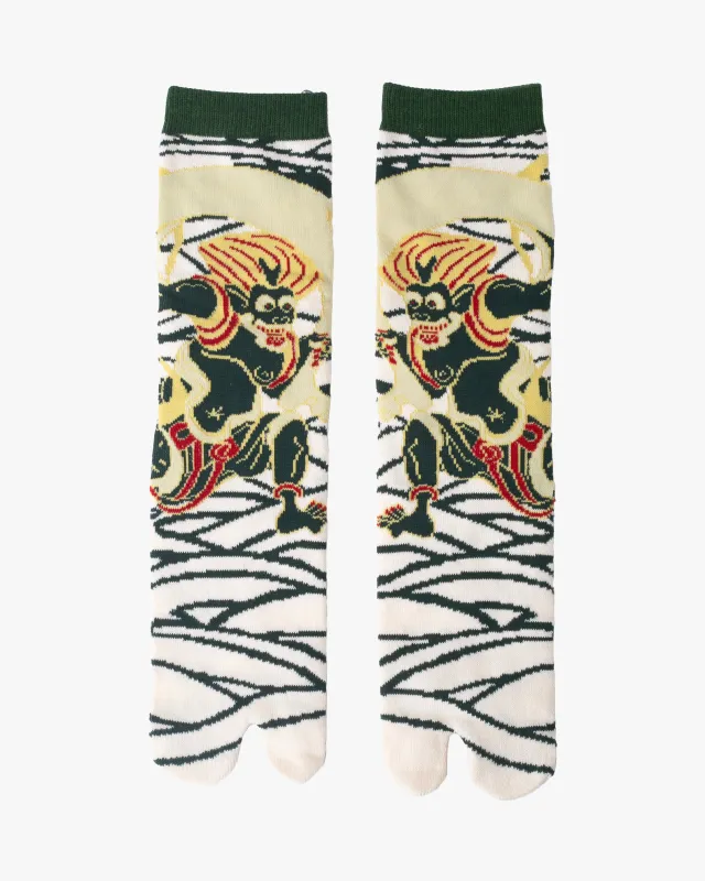 Kurochiku, Tabi Socks, Crew, Dark Green, Red and White Fujin M/L sold by Kiriko