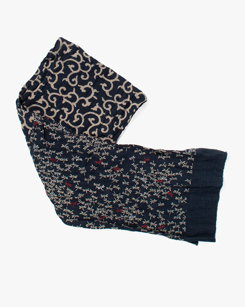 Kiriko Original Scarf, Kiji, Indigo Tonbo with Red and Karakusa sold by Kiriko product image thumbnail 3