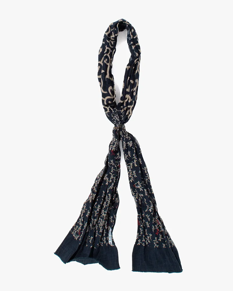 Kiriko Original Scarf, Kiji, Indigo Tonbo with Red and Karakusa sold by Kiriko product image thumbnail 2