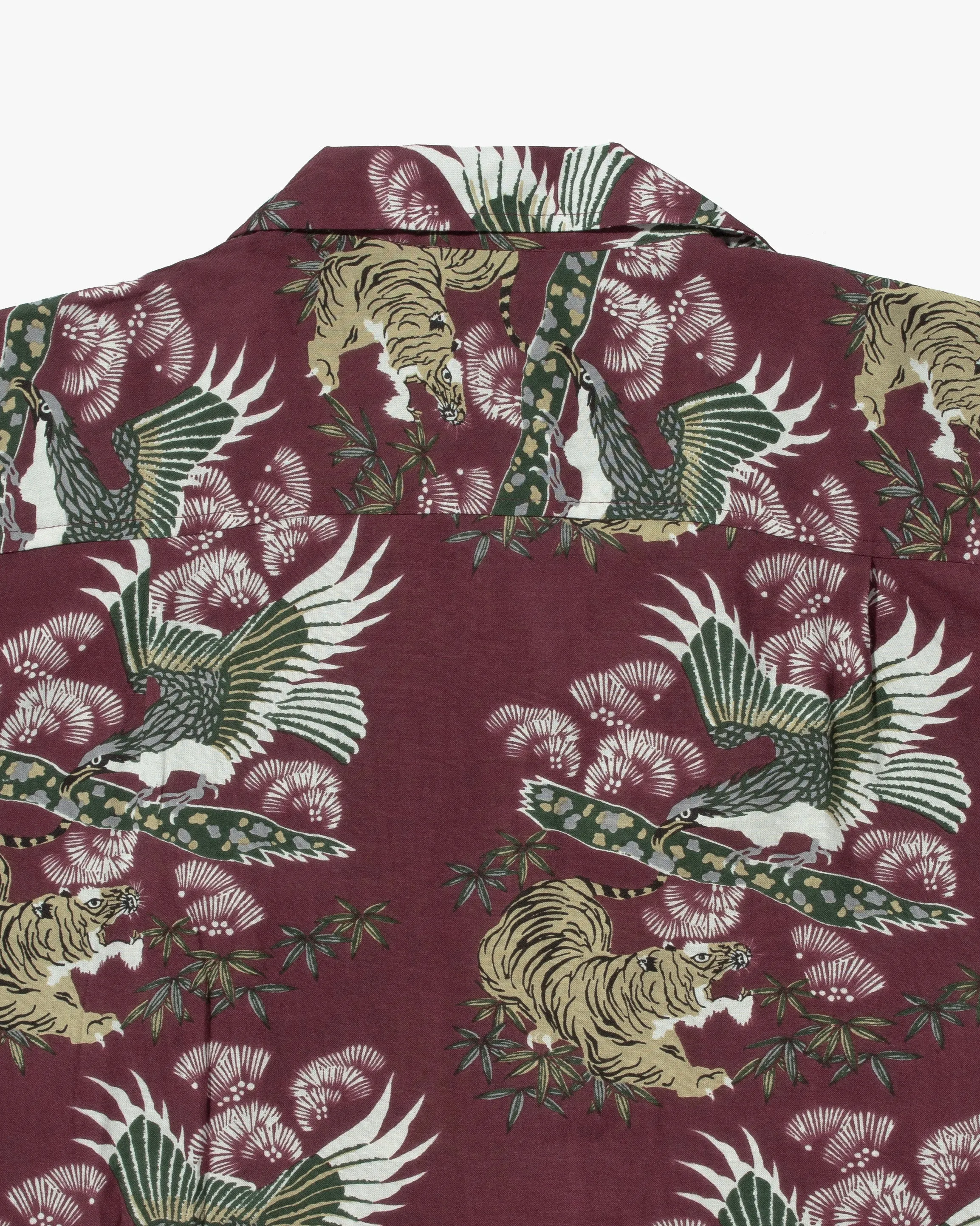 Japanese Repro Shirt, Short Sleeve Aloha Shirt, Crazy Boy, Maroon with Tiger and Hawk - XL sold by Kiriko product image thumbnail 4