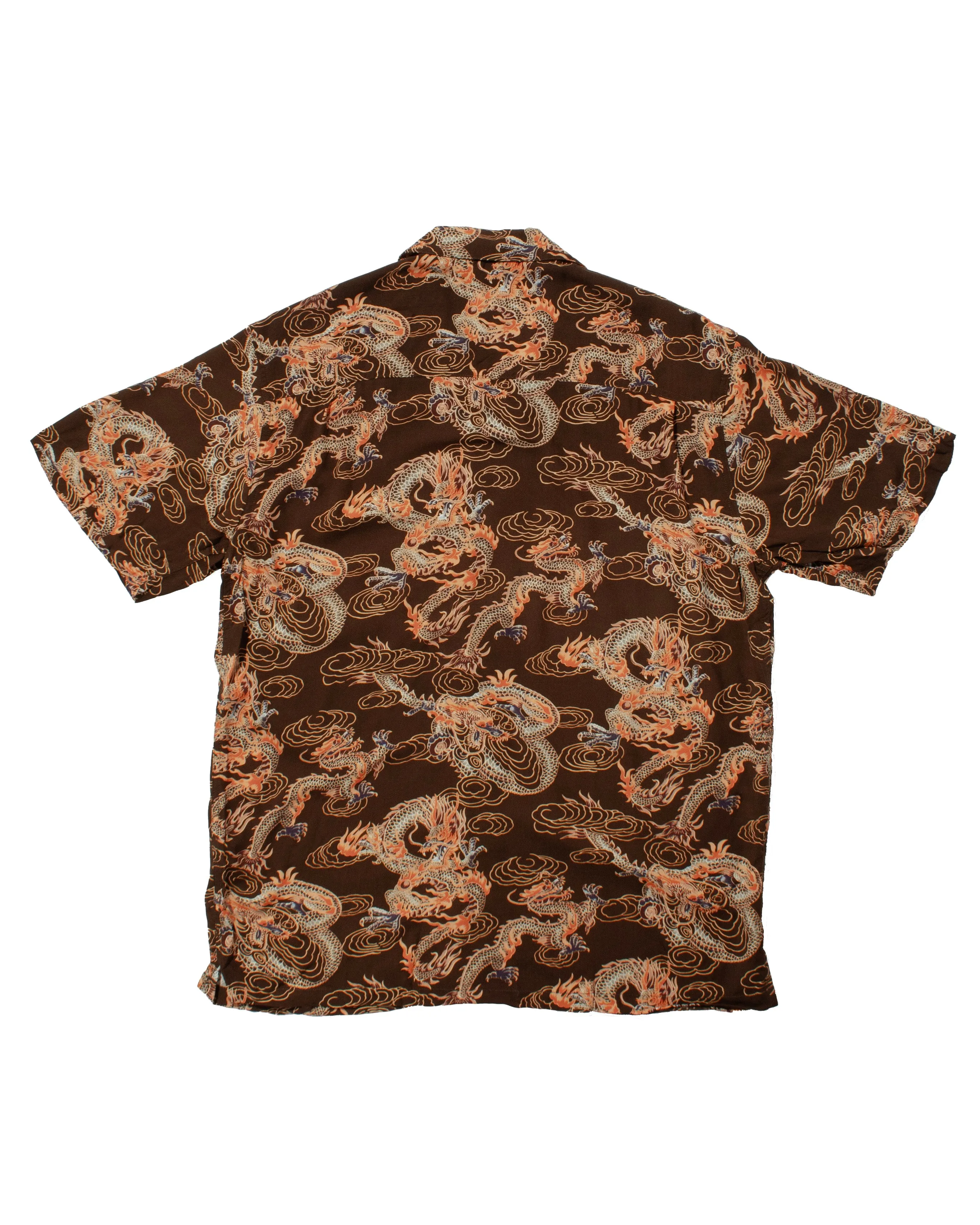 Japanese Repro Shirt, Short Sleeve Aloha Shirt, Styled By Originals Hawaiian Surf, Brown with Dragons - XL sold by Kiriko product image thumbnail 2