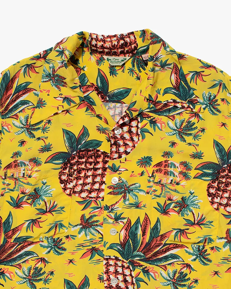 Japanese Repro, Short Sleeve Aloha Shirt, Pine McSwine, Yellow with Pineapple - M sold by Kiriko product image thumbnail 3