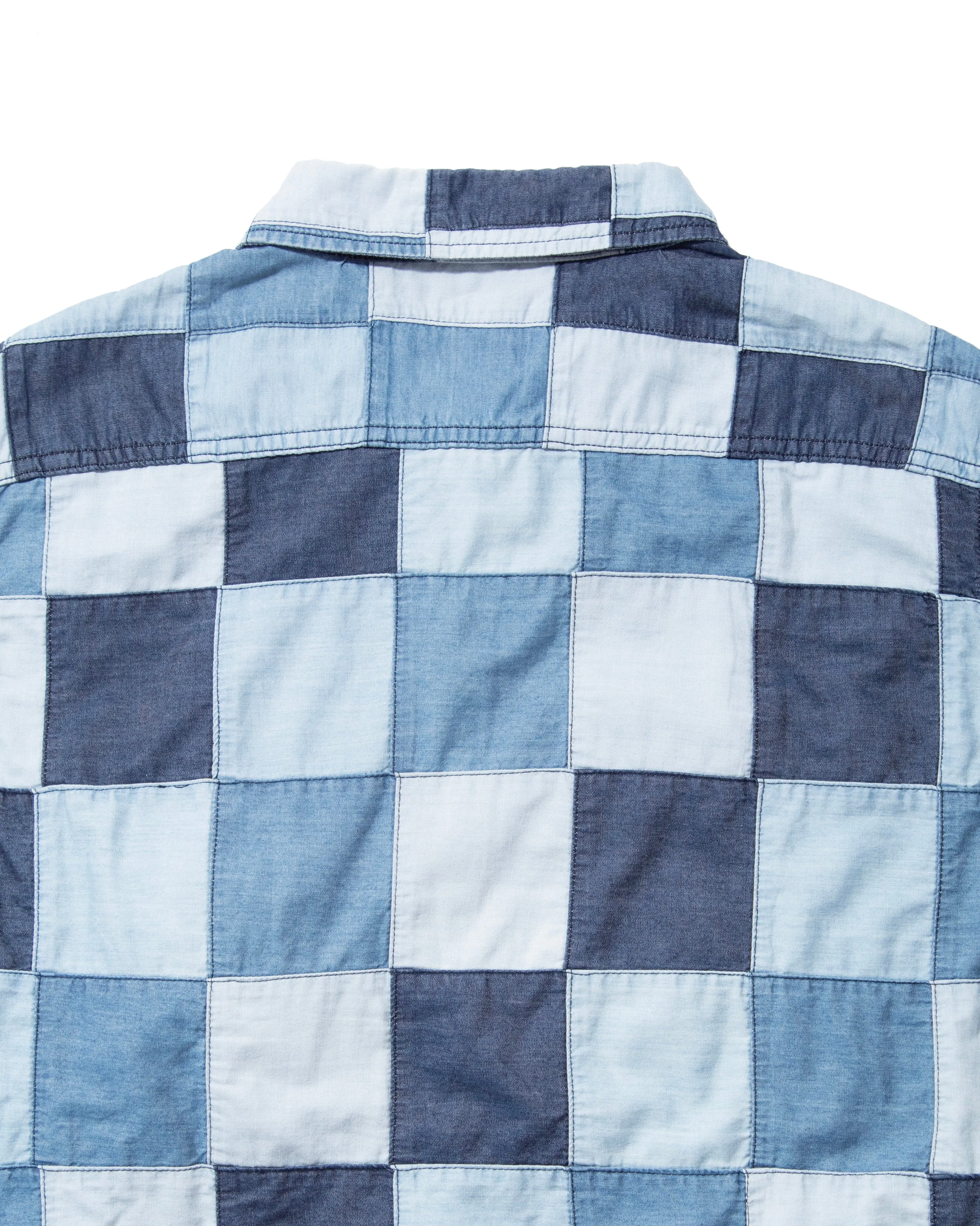 Japanese Repro Button Up Shirt, Short Sleeve, Houston, Denim Patchwork - L sold by Kiriko product image thumbnail 4