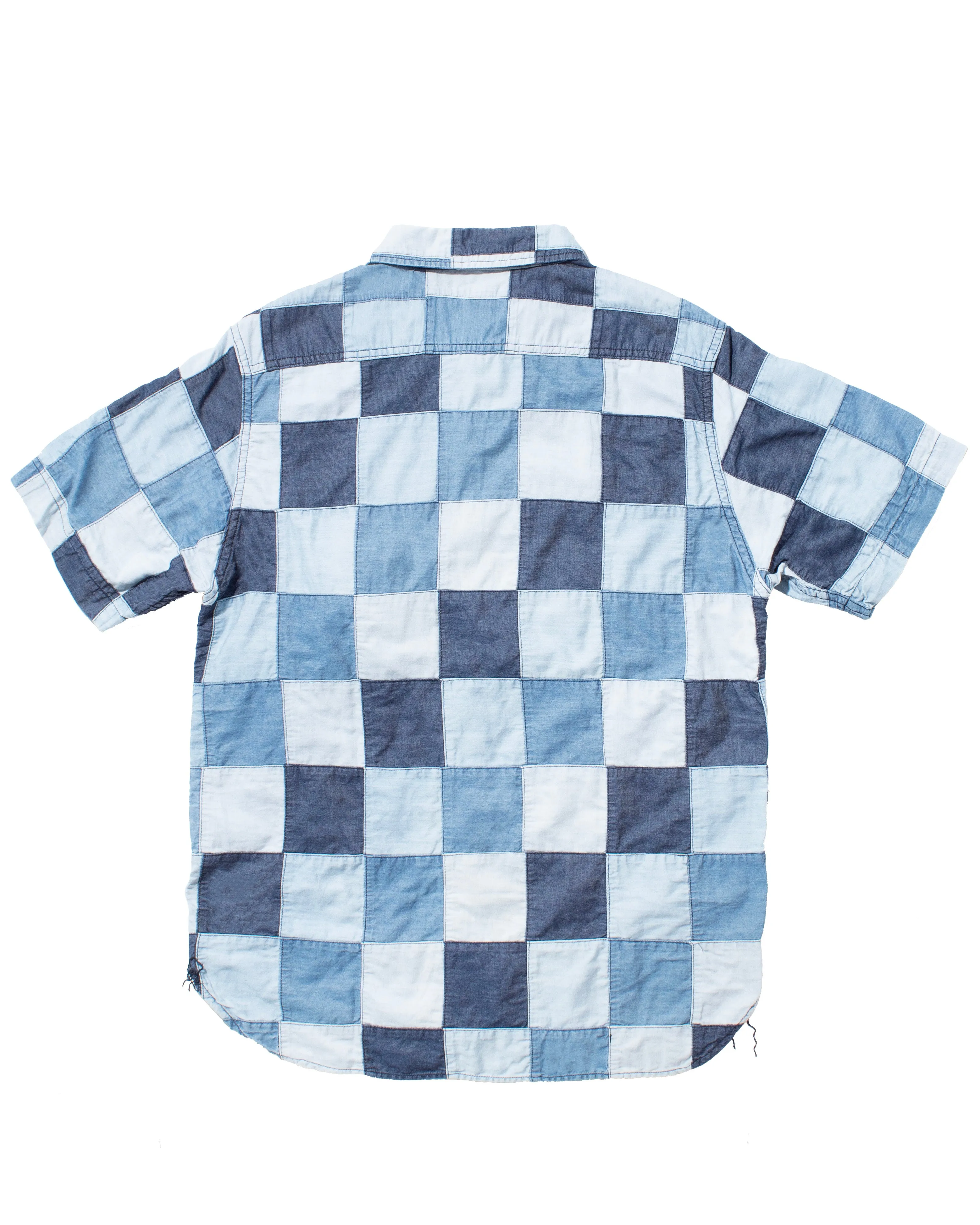 Japanese Repro Button Up Shirt, Short Sleeve, Houston, Denim Patchwork - L sold by Kiriko product image thumbnail 3