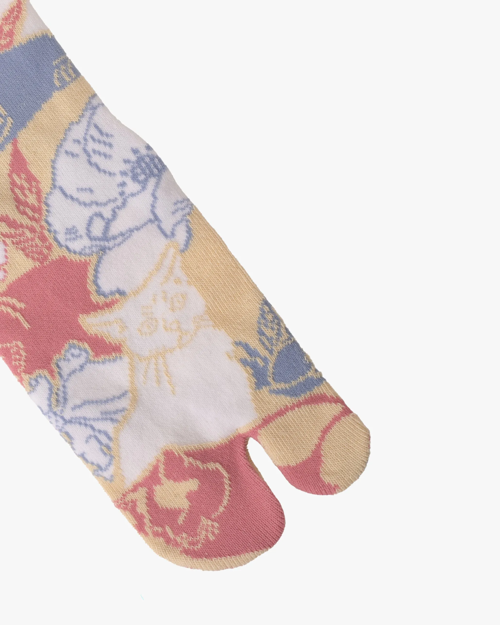 Wa Modern, Tabi Socks, Crew, Cat and Flowers, Yellow (S/M) sold by Kiriko product image thumbnail 4
