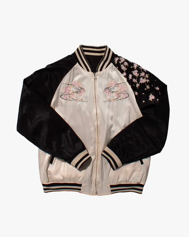Japanese Repro Souvenir Jacket, Reversible, Cream with Sakura sold by Kiriko