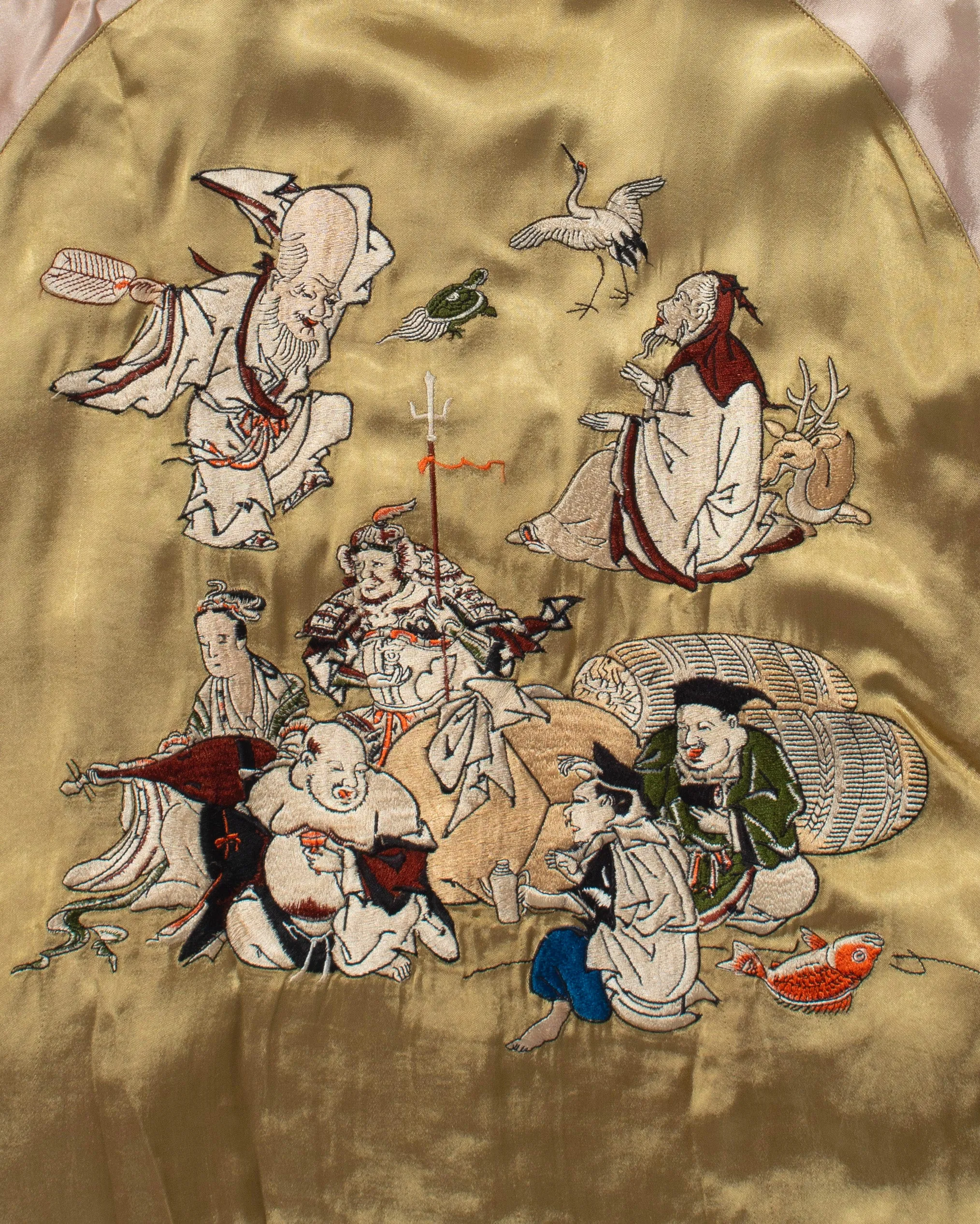 Japanese Repro Souvenir Jacket, Reversible, Gold with Fukujin and Animals sold by Kiriko product image thumbnail 5