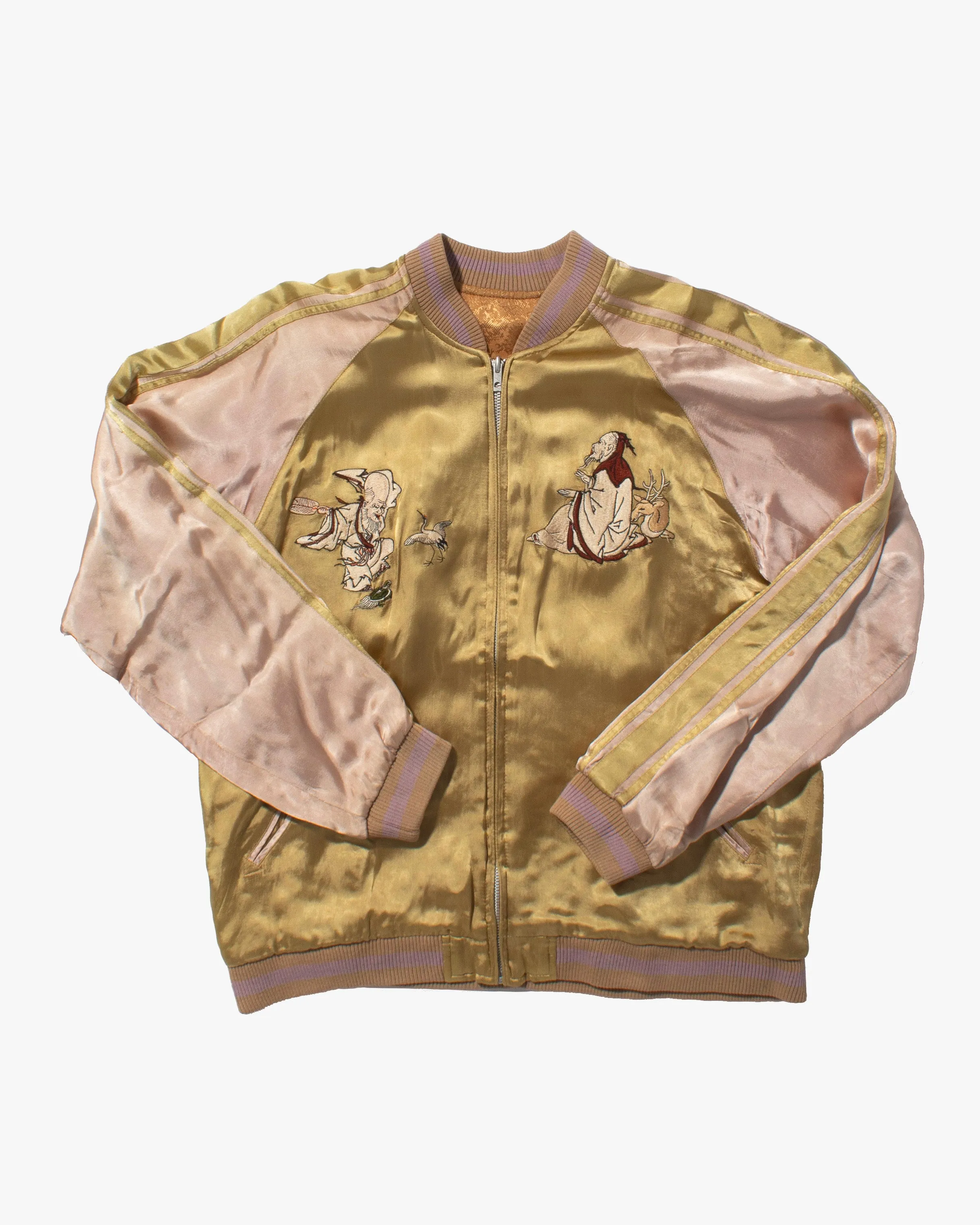 Japanese Repro Souvenir Jacket, Reversible, Gold with Fukujin and Animals sold by Kiriko