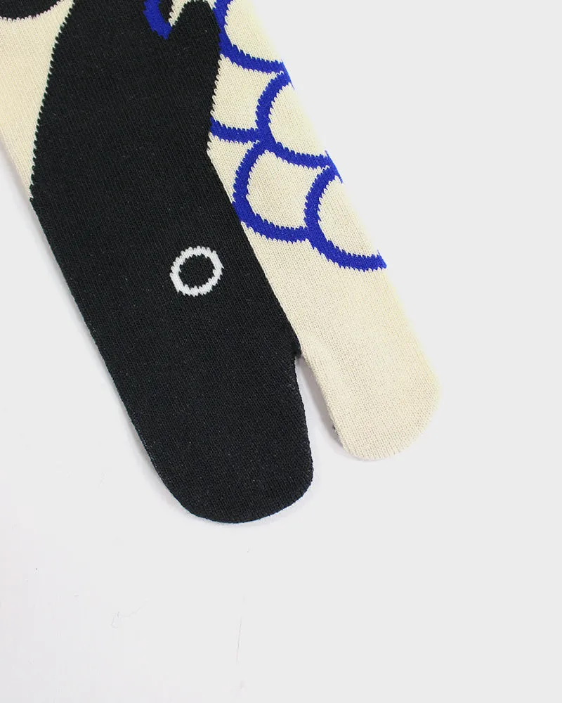 Wa-Modern, Tabi Socks, Ankle, Whale, Charcoal with Cream and Blue (M/L) sold by Kiriko product image thumbnail 4