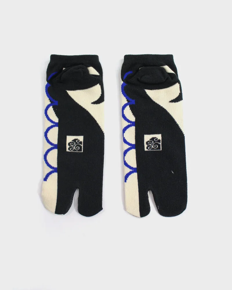 Wa-Modern, Tabi Socks, Ankle, Whale, Charcoal with Cream and Blue (M/L) sold by Kiriko product image thumbnail 3
