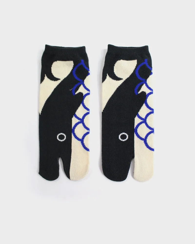Wa-Modern, Tabi Socks, Ankle, Whale, Charcoal with Cream and Blue (M/L) sold by Kiriko product image thumbnail 2