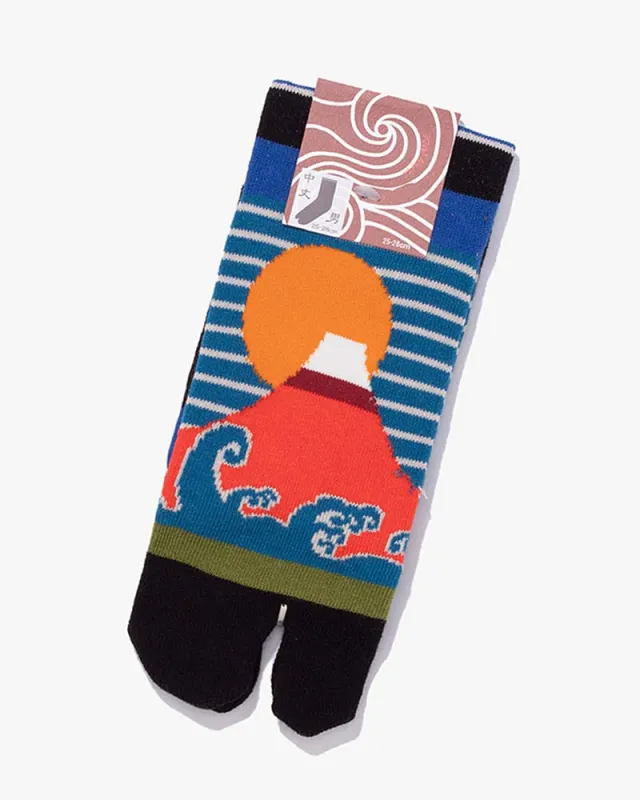 Wa-Modern, Tabi Socks, Crew, Sun and Moon Mt. Fuji sold by Kiriko