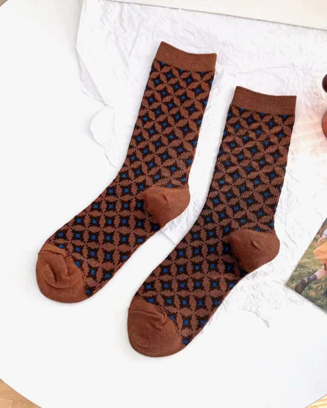 Tourtiwi, Retro Contrast, Crew Socks sold by Kiriko