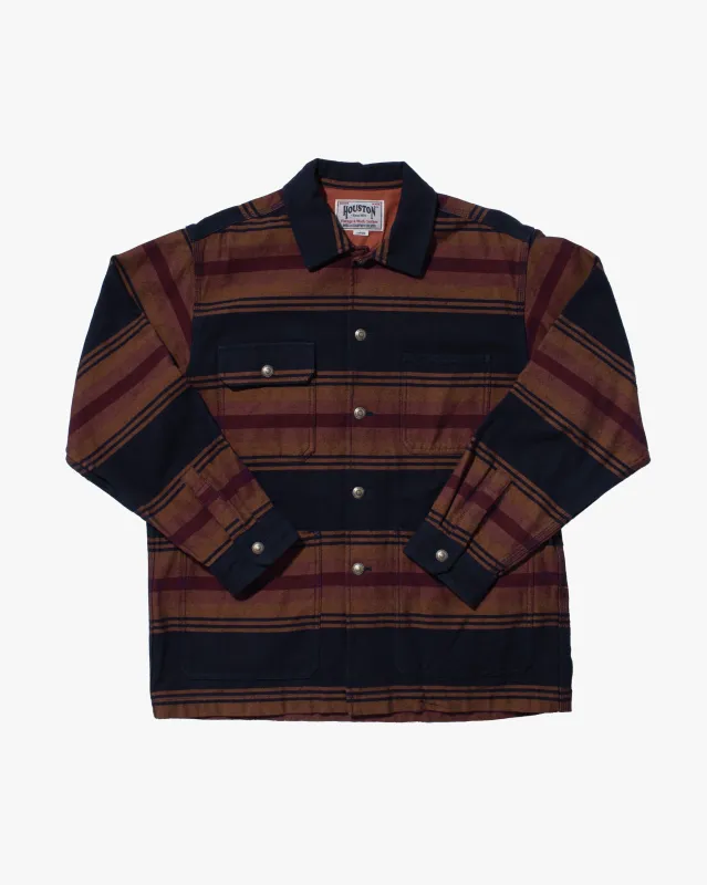 Japanese Repro Denim Chore Coat, Houston, Striped Navy - L sold by Kiriko