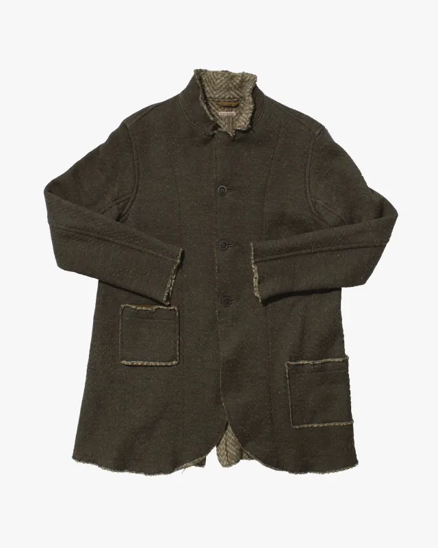 Japanese Repro Raw Edge Tweed Coat, Kapital, Fleece Lined sold by Kiriko
