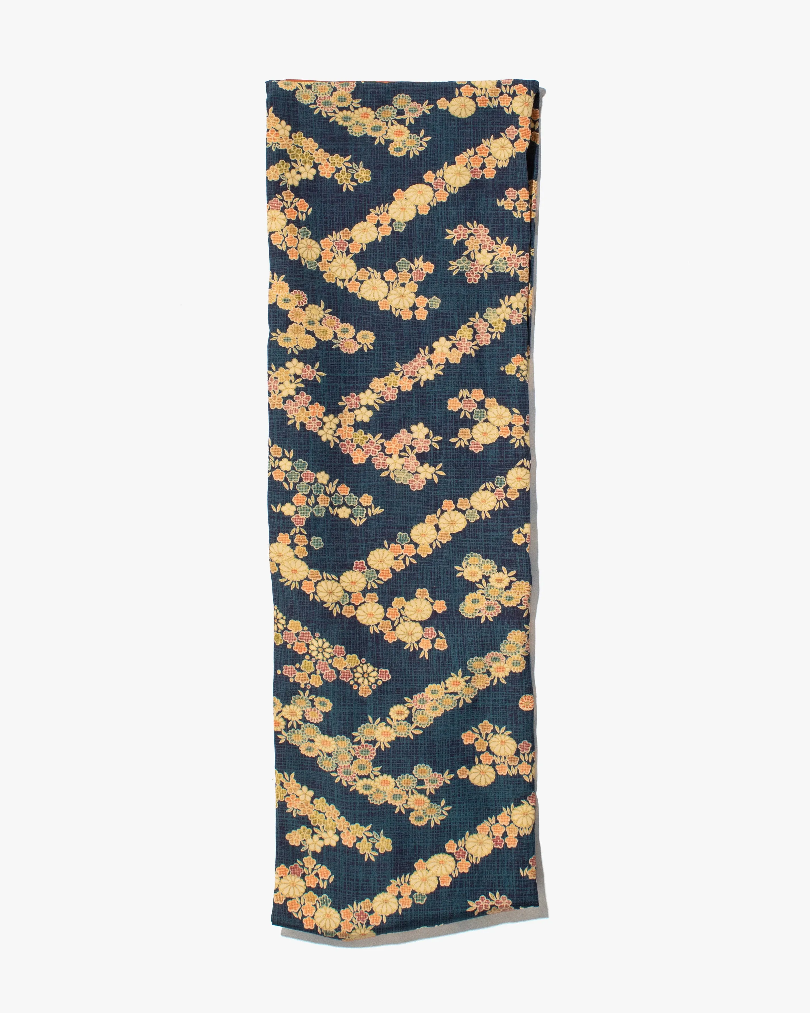 Kiriko Original Scarf, Infinity, Kimono, Navy Plaid Floral and Orange with Greenery sold by Kiriko product image thumbnail 5