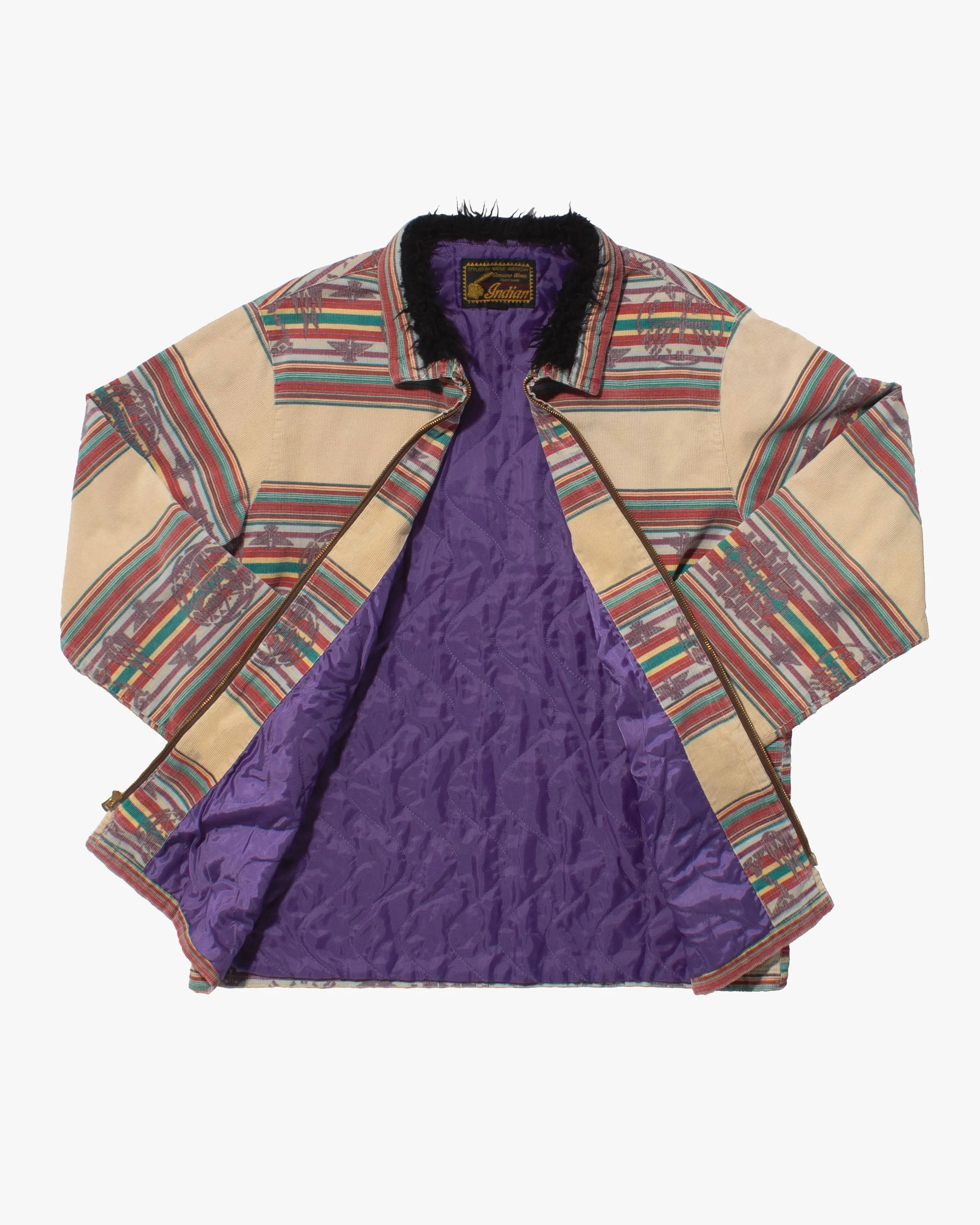 Japanese Repro Corduroy Jacket, XL, Indian, Cream Stripe sold by Kiriko product image thumbnail 3