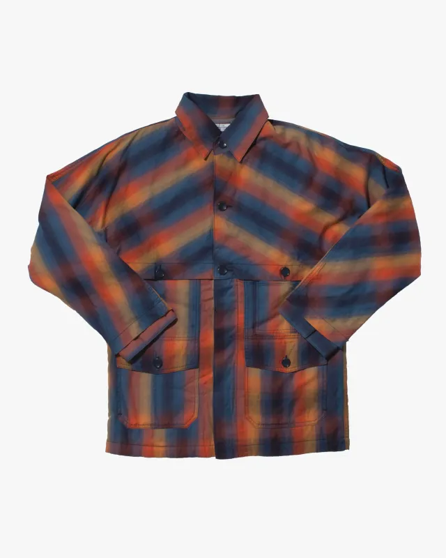 Japanese Repro Knit Jacket, H.R. Market, Blue and Orange Diagonal Plaid - M sold by Kiriko