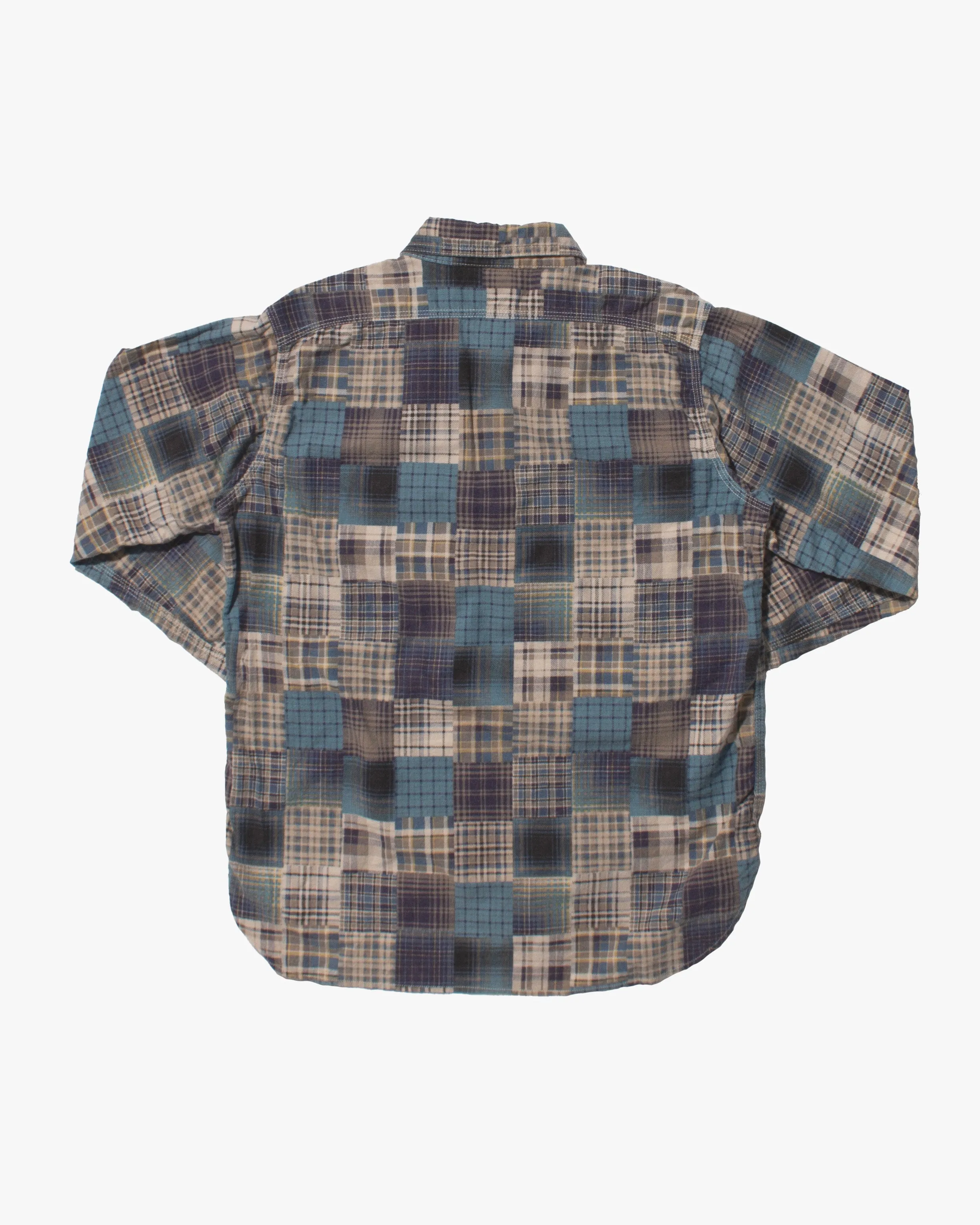 Japanese Repro Flannel Shirt, Pherrow's, Blue Patchwork Plaid - M sold by Kiriko product image thumbnail 3