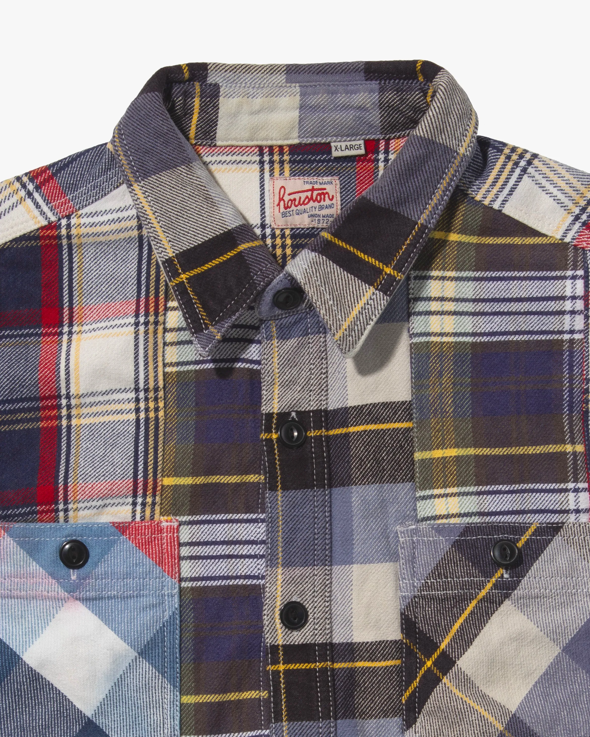 Japanese Repro Flannel Shirt, Houston, Blue and White Patchwork Plaid - XL sold by Kiriko product image thumbnail 2