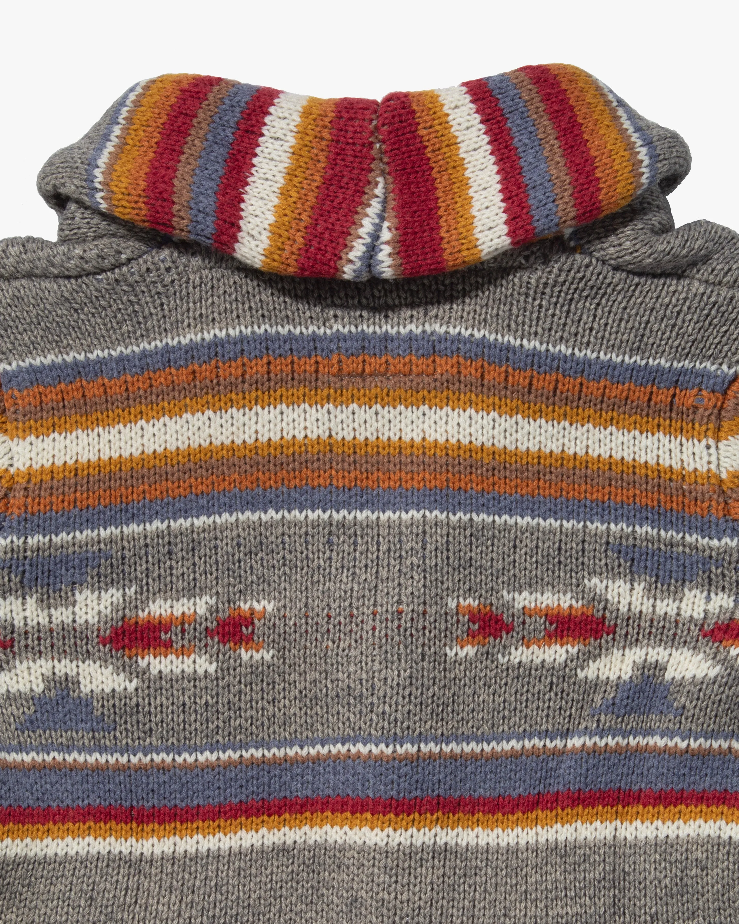 Japanese Repro Knit Cardigan, Anti Ballistic, Grey with Multicolor Stripe sold by Kiriko product image thumbnail 4
