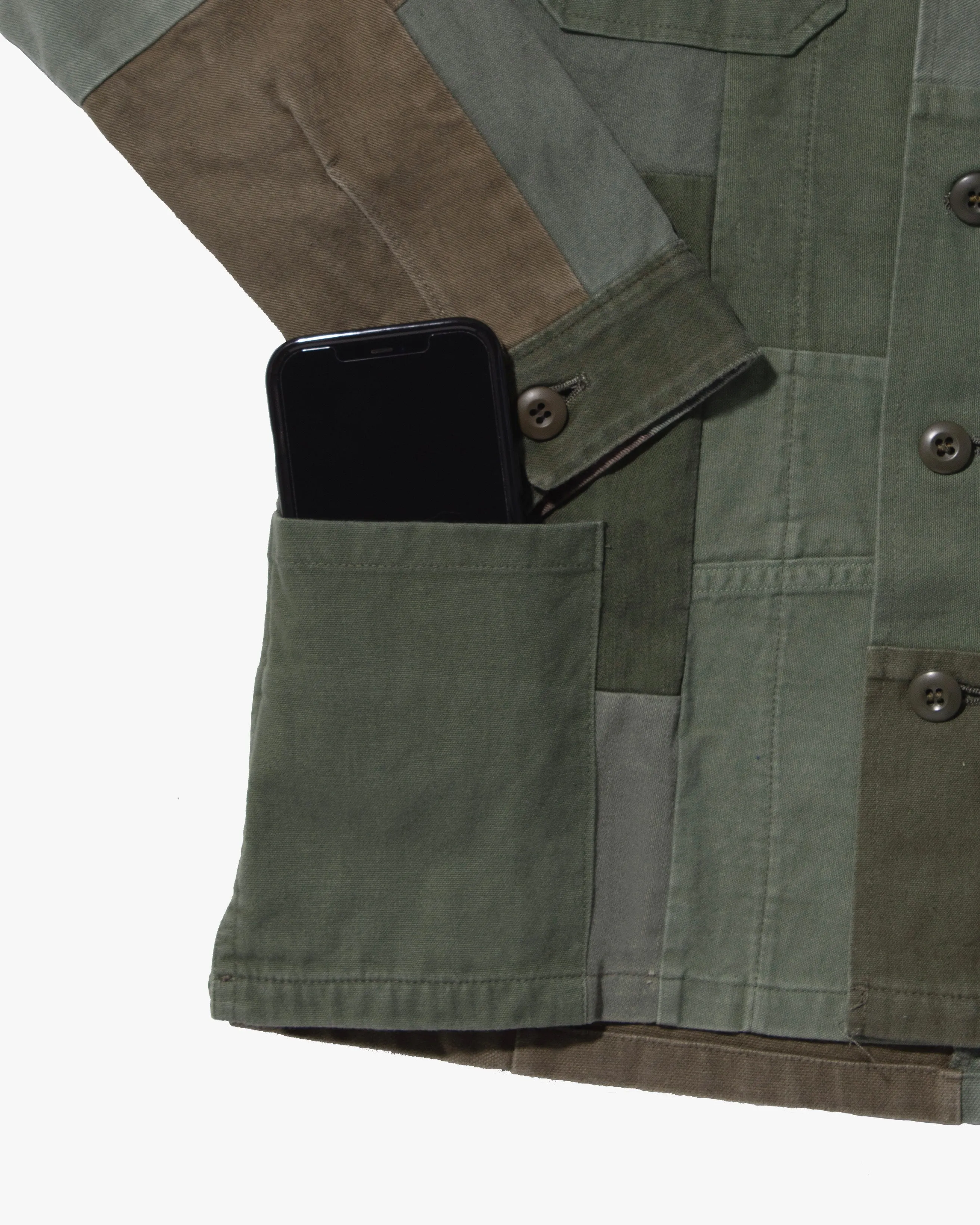 Japanese Repro Canvas Jacket, M, H.R. Remake, Patchwork Earthtones sold by Kiriko product image thumbnail 3