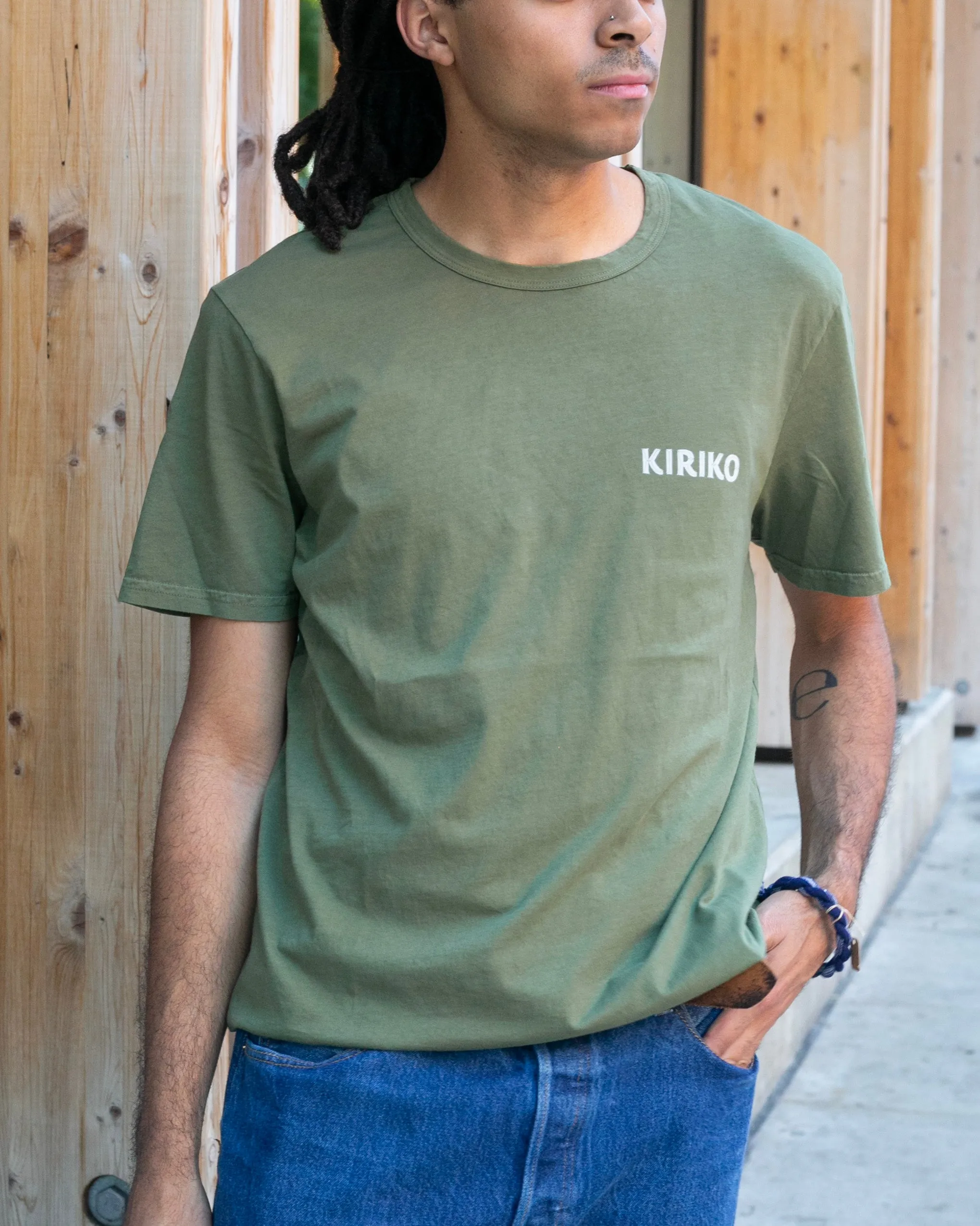 Kiriko Original Tee, 6oz Cotton, Green with Grey Koi-Dragon sold by Kiriko product image thumbnail 2