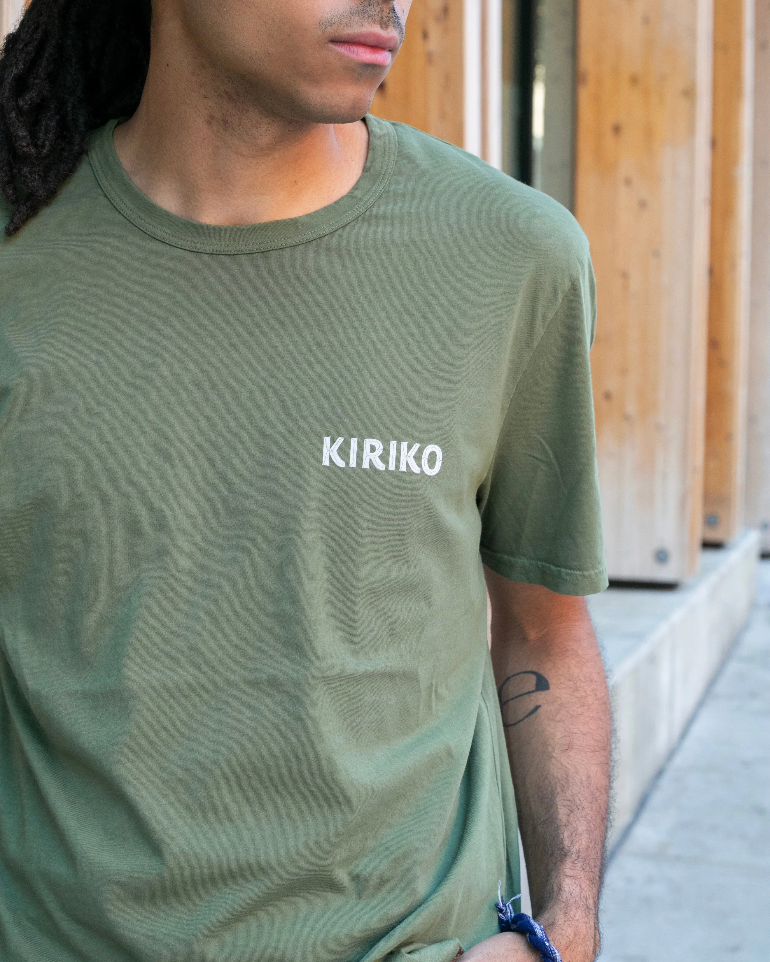 Kiriko Original Tee, 6oz Cotton, Green with Grey Koi-Dragon sold by Kiriko product image thumbnail 4