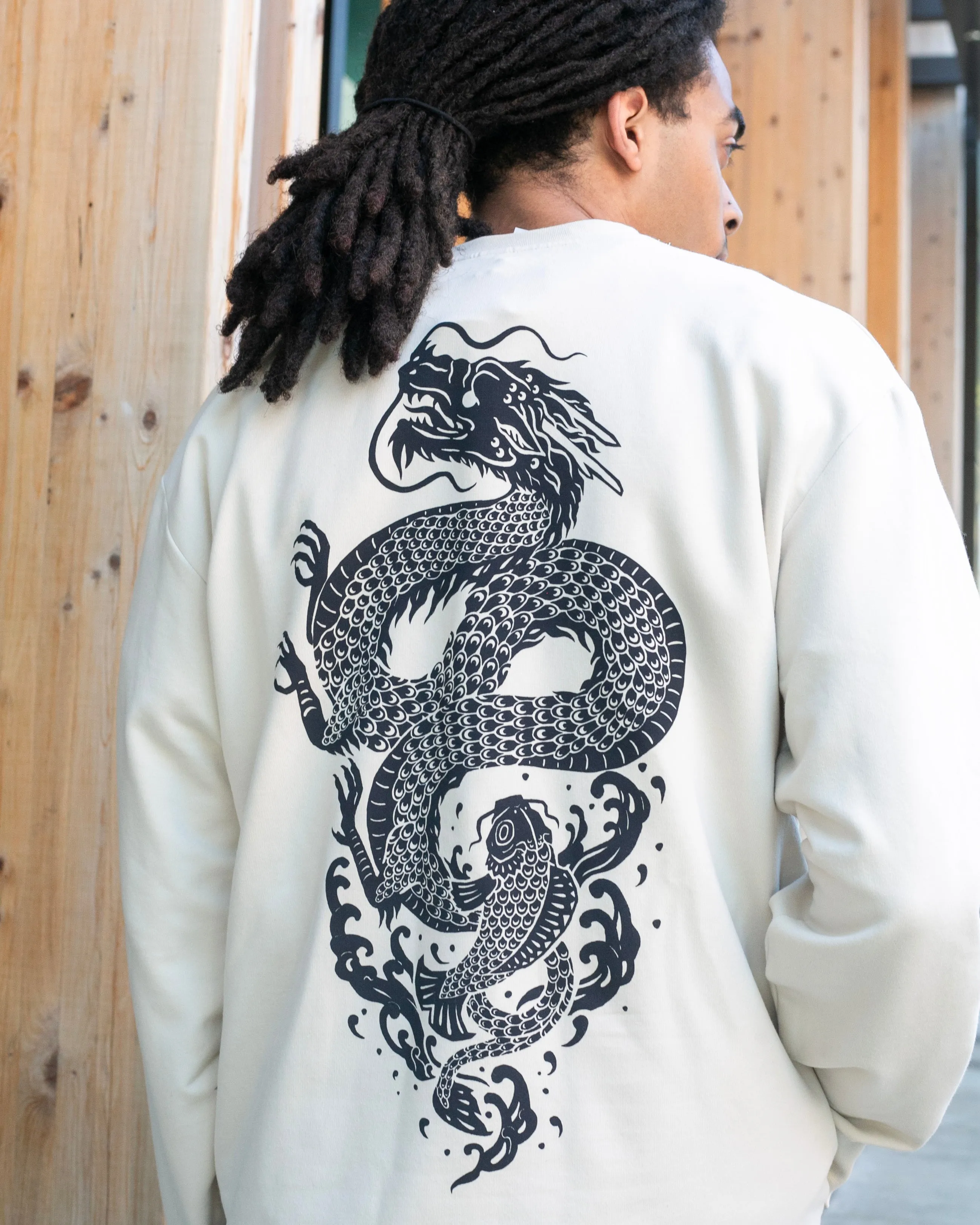 Kiriko Original Crewneck, Printed Koi-Dragon, Cream sold by Kiriko product image thumbnail 3