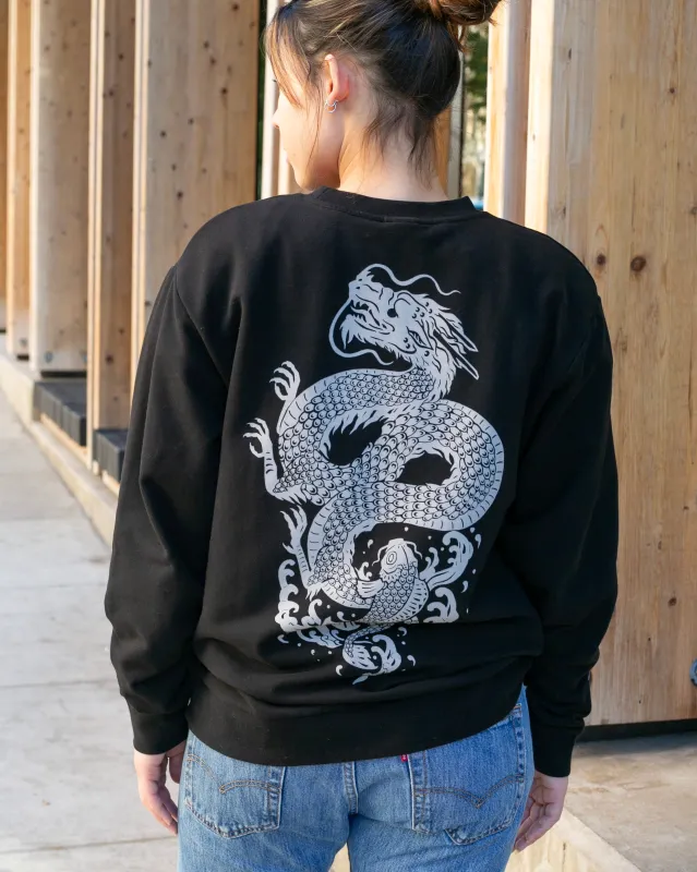 Kiriko Original Crewneck, Printed Koi-Dragon, Black sold by Kiriko